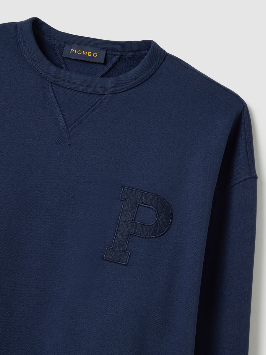 Felpa in puro cotone blu regular fit_5