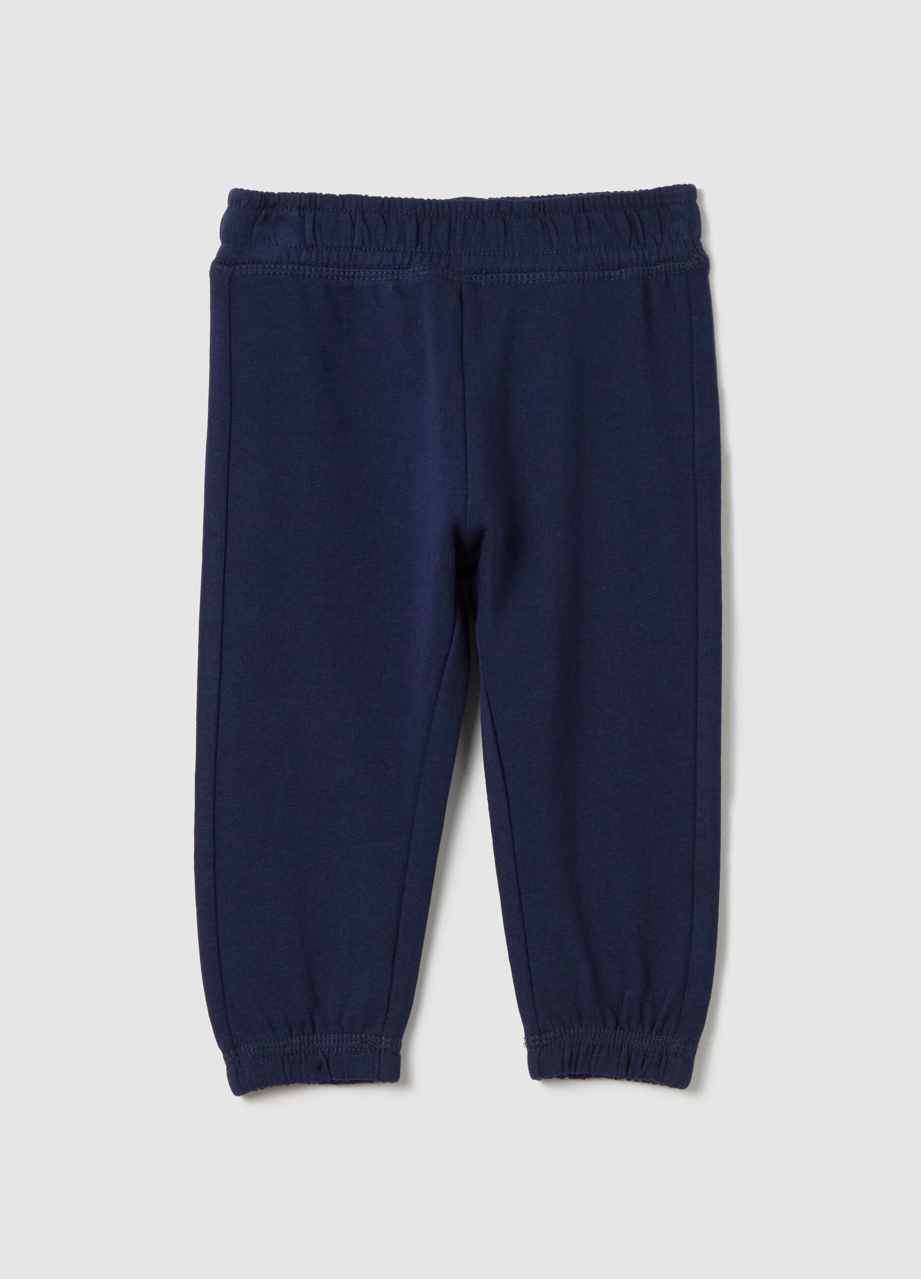 Cotton joggers with elasticated trims