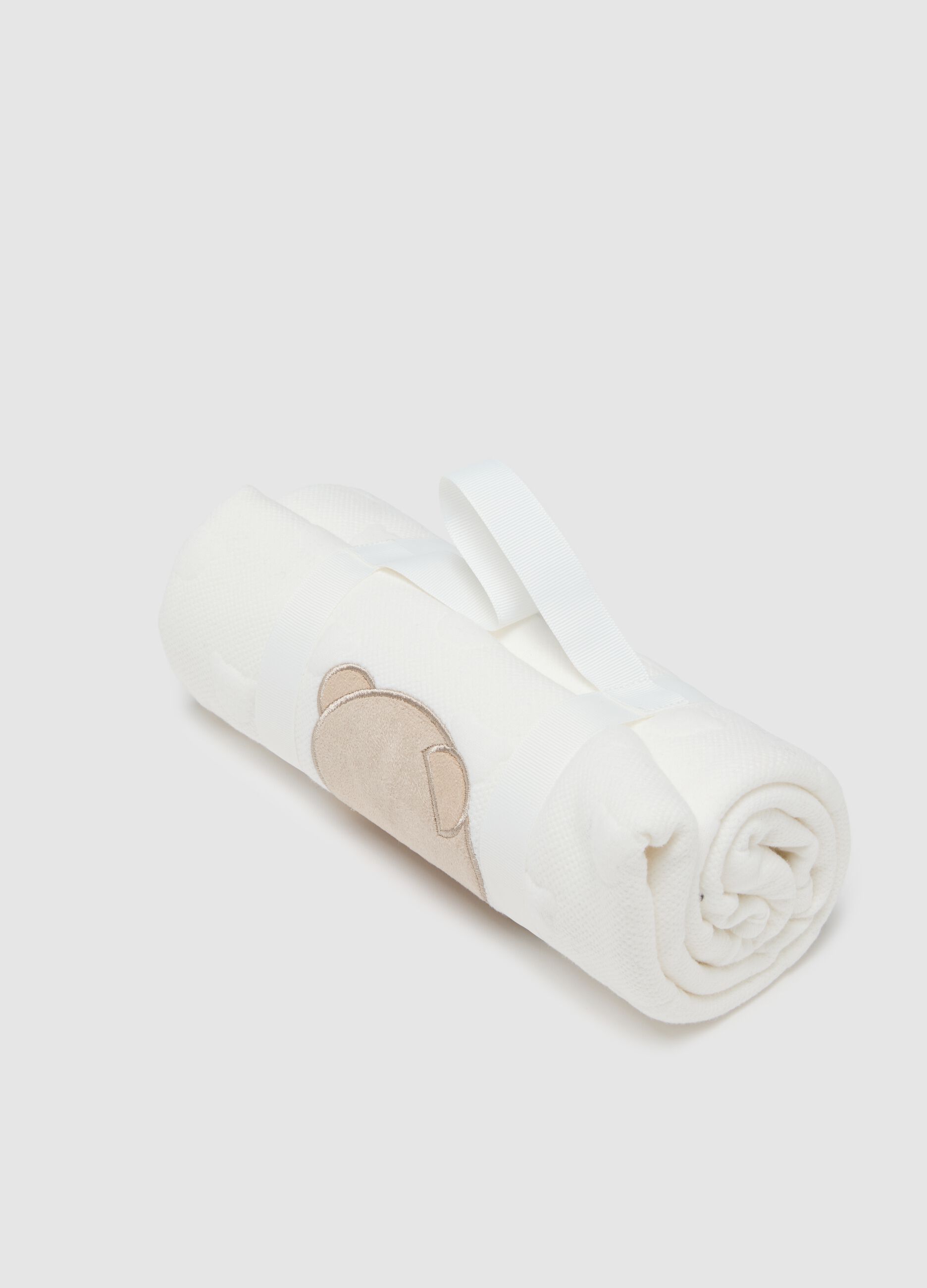 Newborn Stretchable White Cotton Blend Blanket