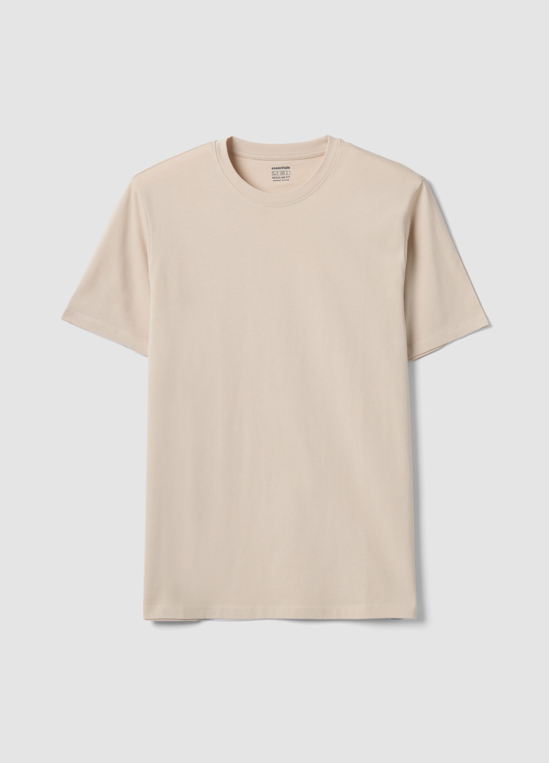 Beige organic cotton jersey T-shirt, regular fit