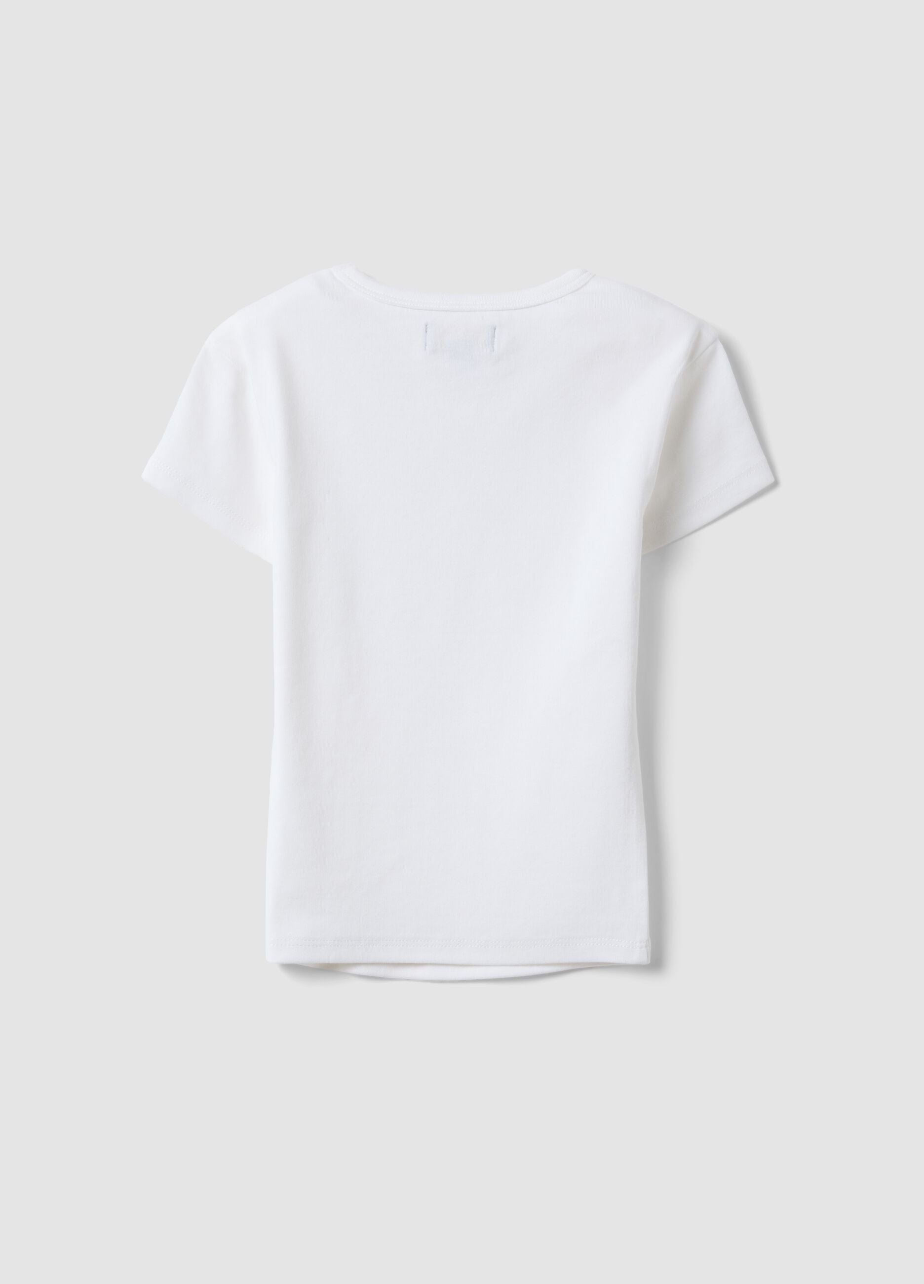 Girls&rsquo; white fitted stretch cotton T-shirt