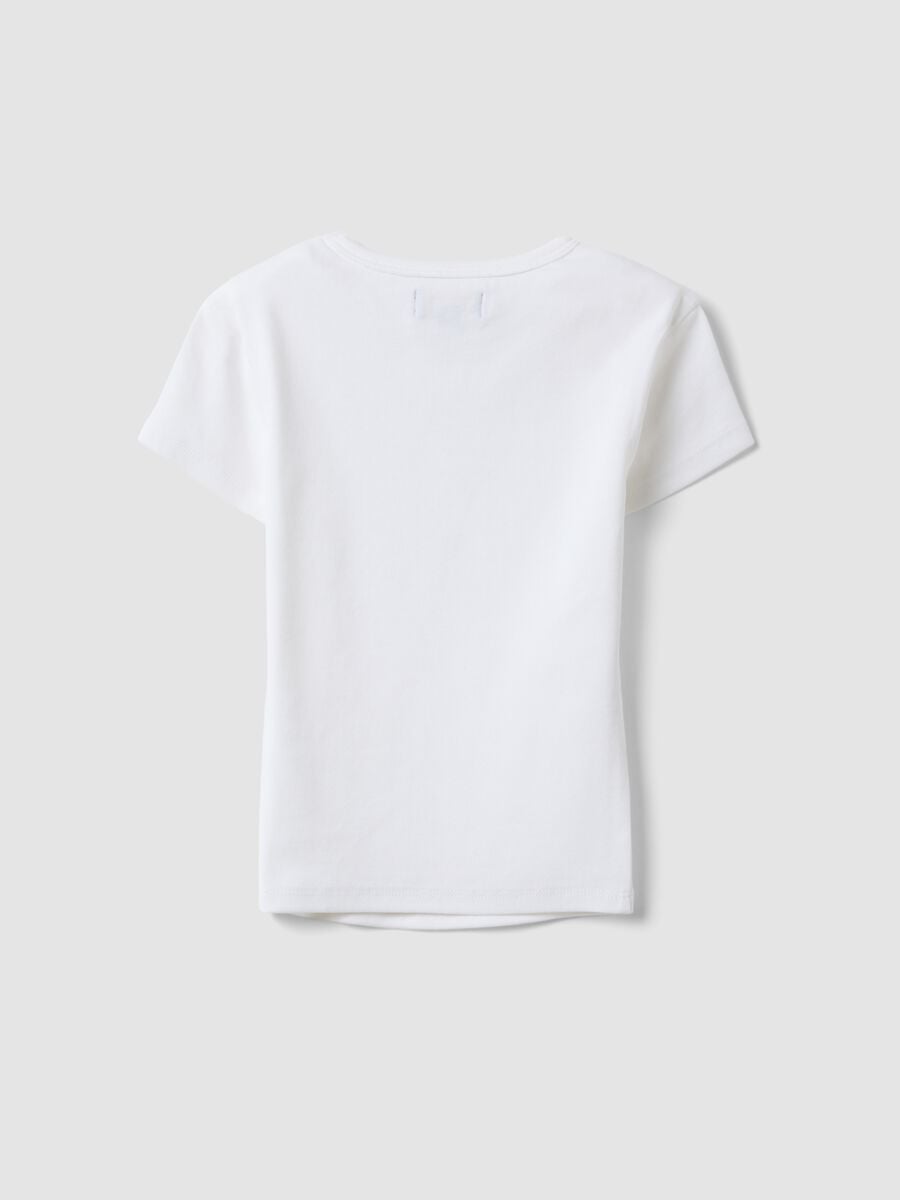 Girls&rsquo; white fitted stretch cotton T-shirt_4