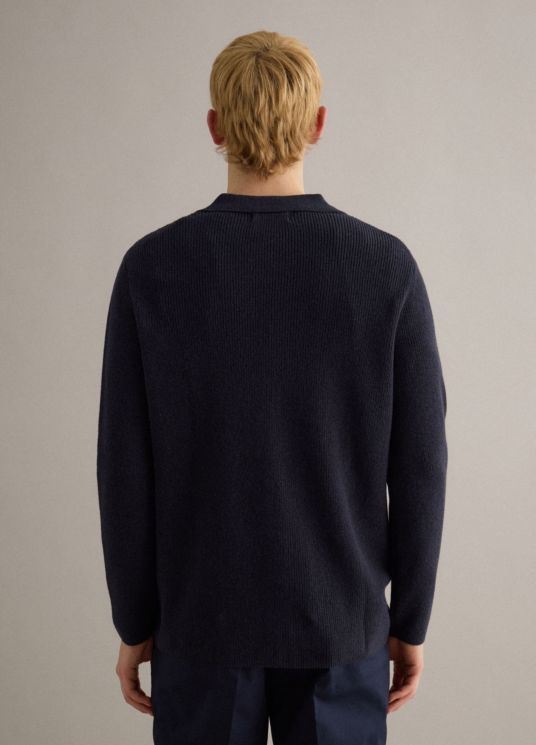 Pure Cotton Blue Regular Fit Cardigan