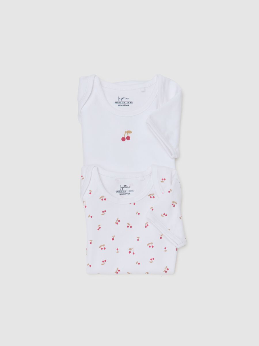 Set of two white pure cotton bodysuits for baby girls_2