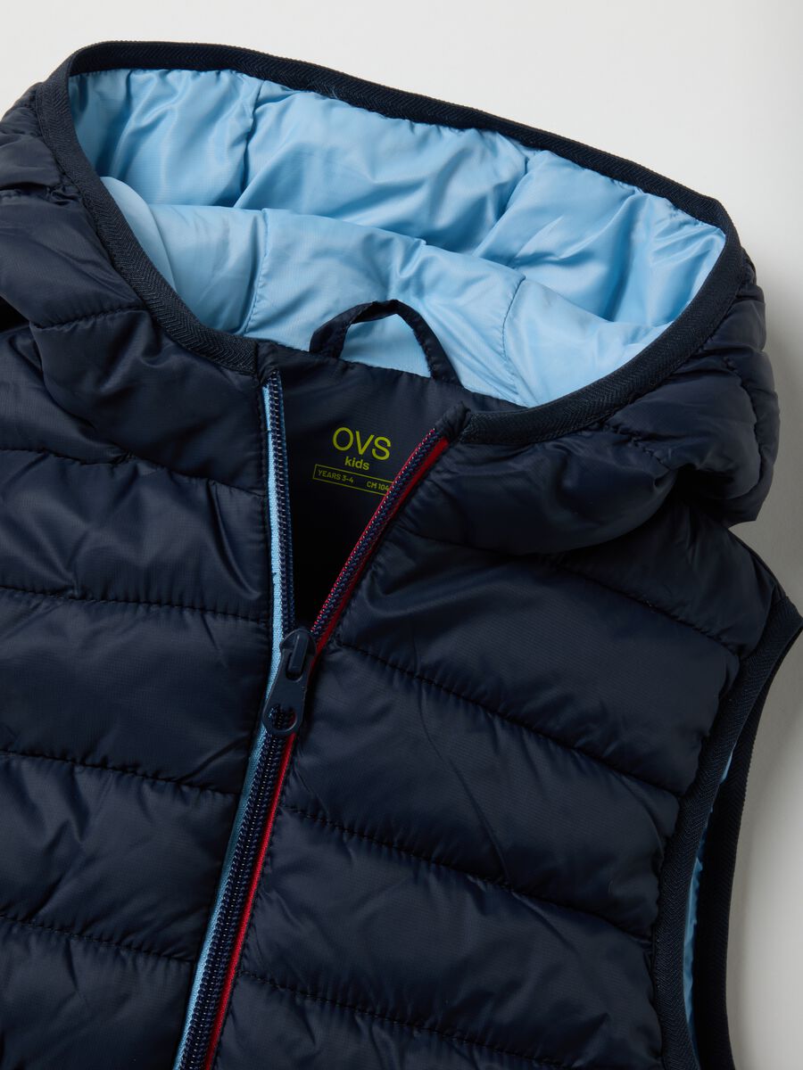Kids' regular fit padded blue gilet with hood_2