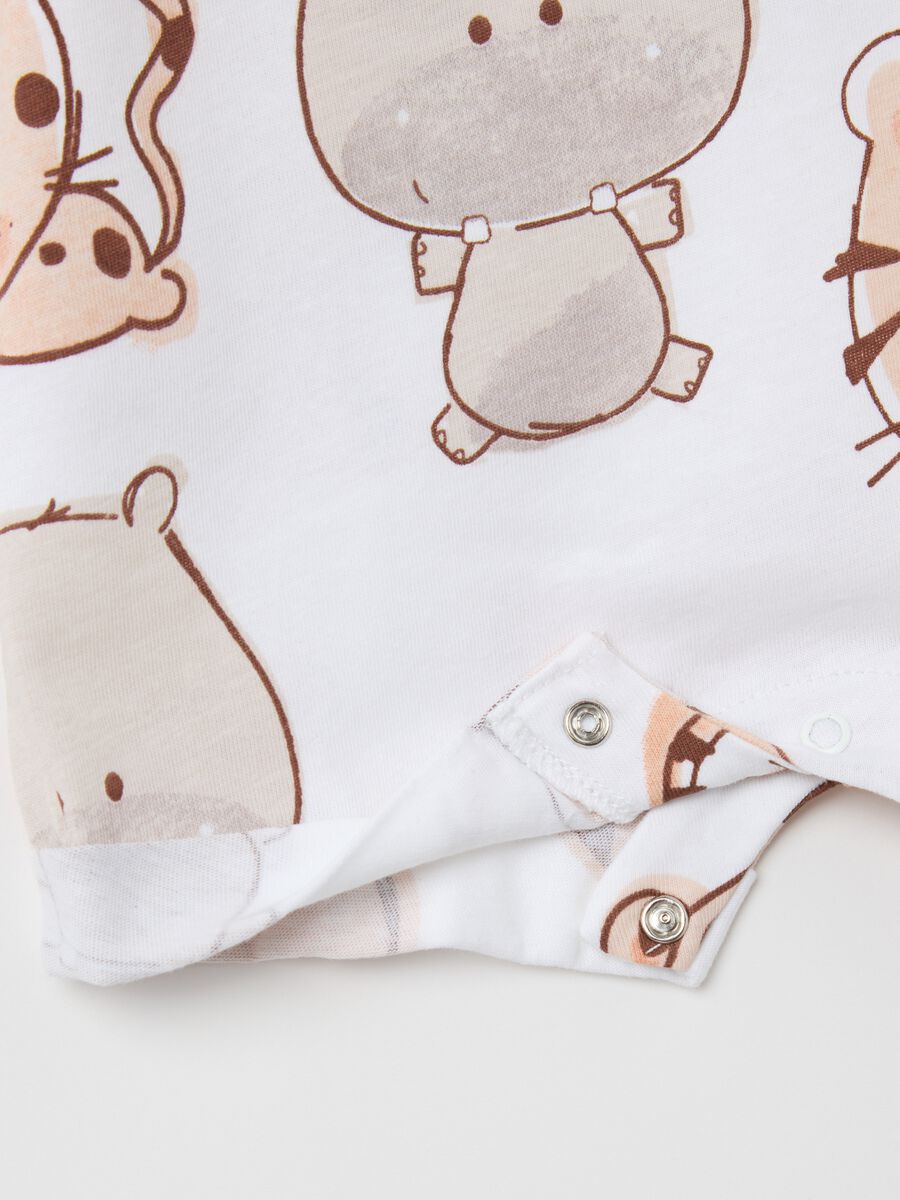White organic cotton romper suit with savannah animals print_2