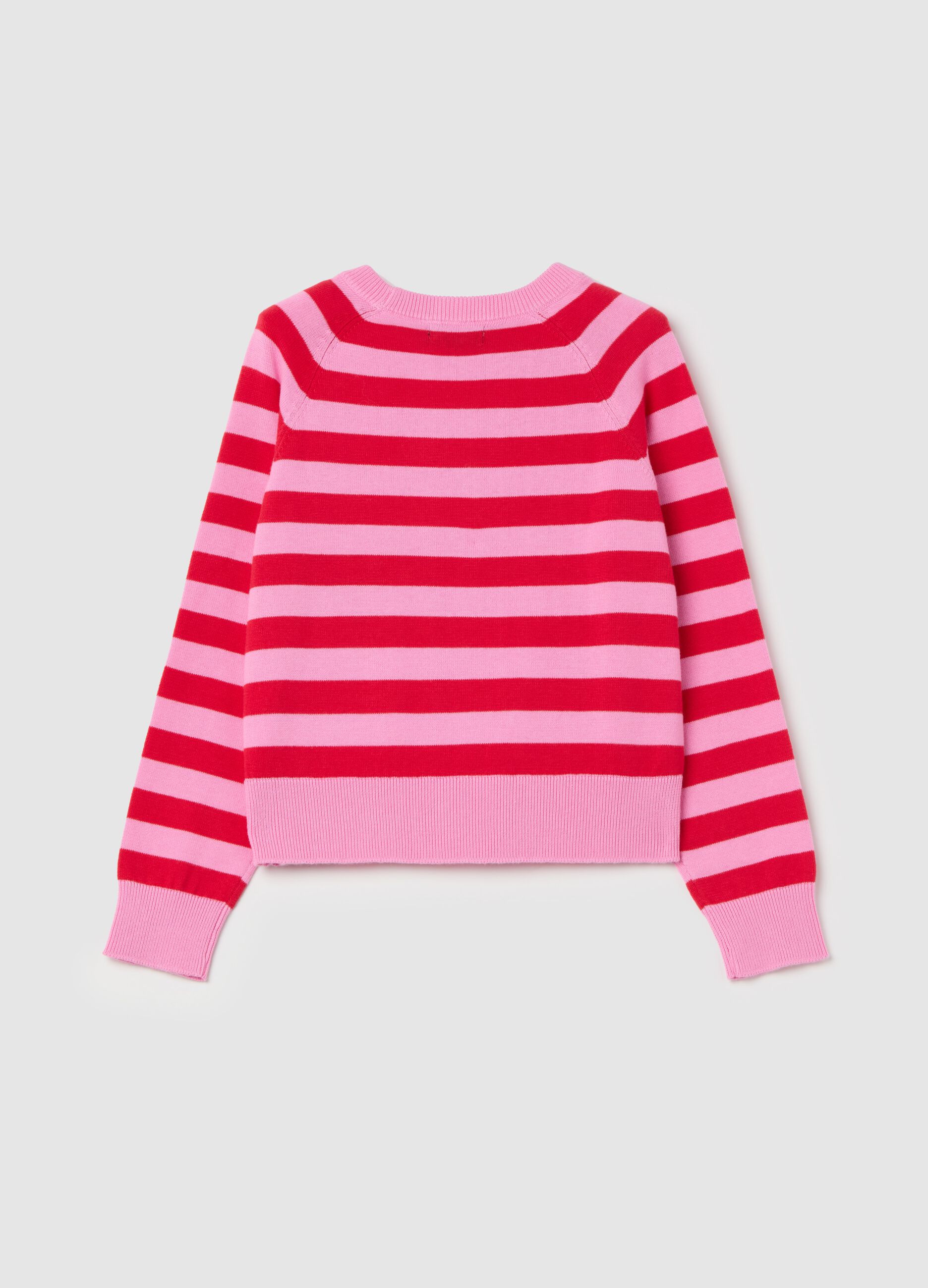 Pullover in cotone a righe con ricamo logo 