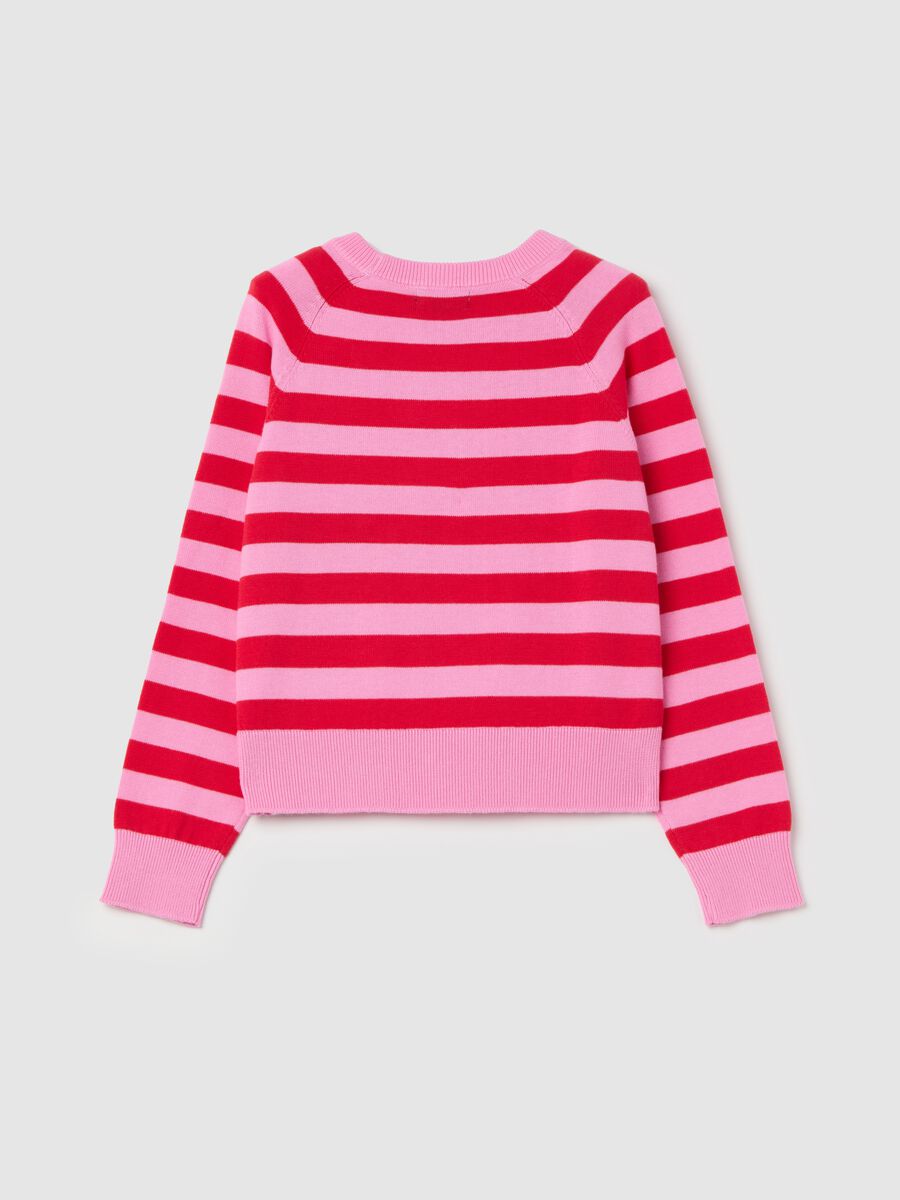 Striped cotton pullover with logo embroidery_4