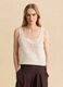 Beige cotton-blend regular-fit tank top with embroidery and mesh_2