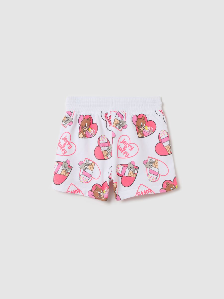 Cotton shorts with Tom & Jerry print and drawstring_1