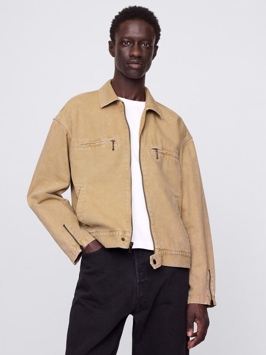 Beige lightweight jacket in 100% cotton_0