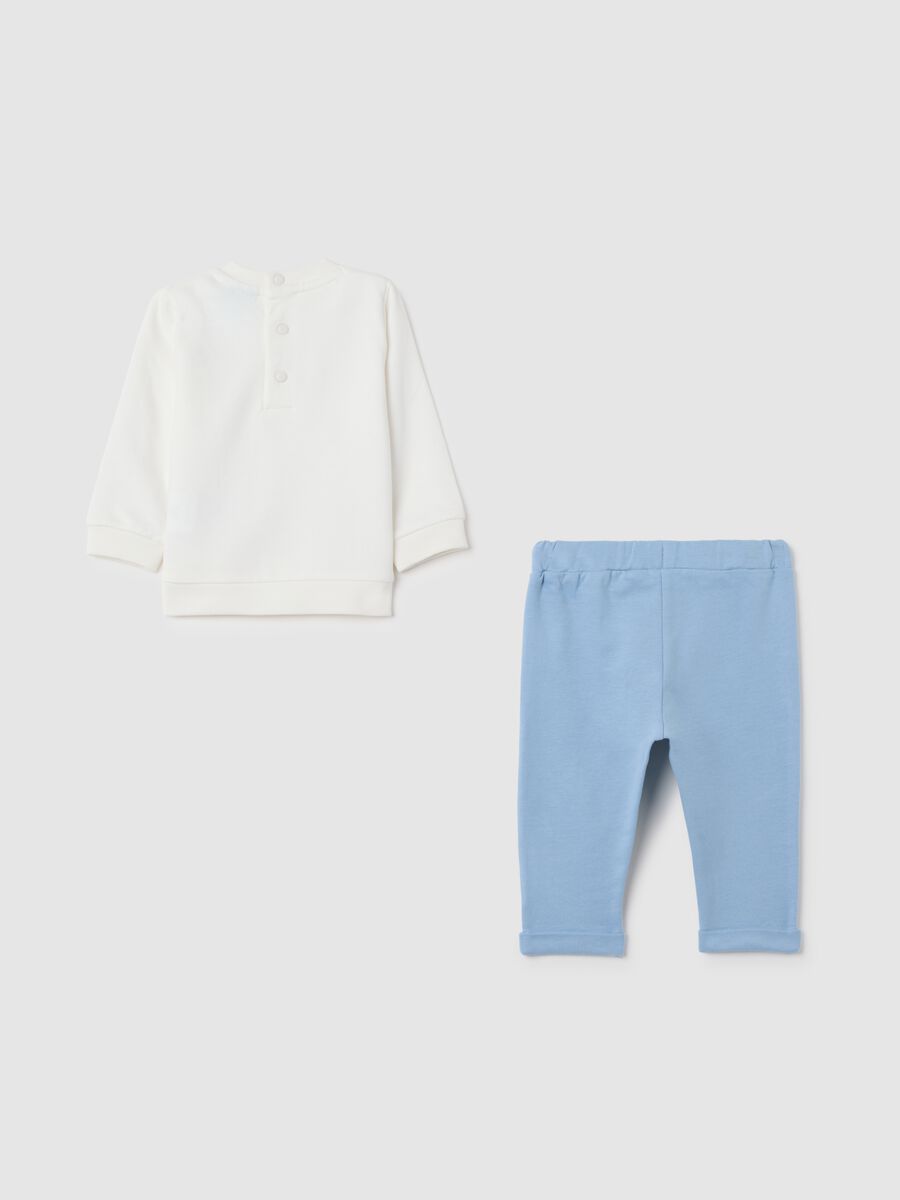 Baby set in pure cotton, white and blue_1