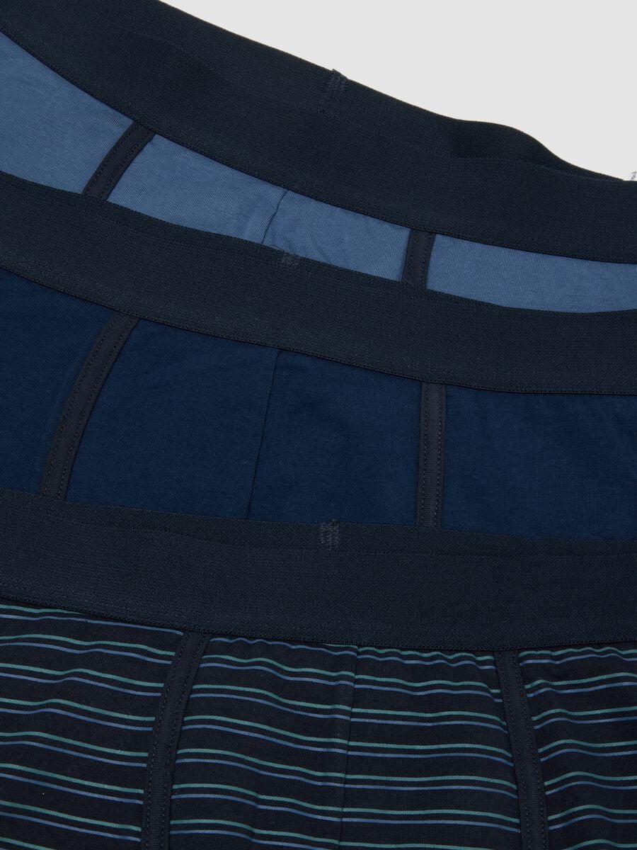 Tripack di boxer midi blu in cotone organico elasticizzato_5