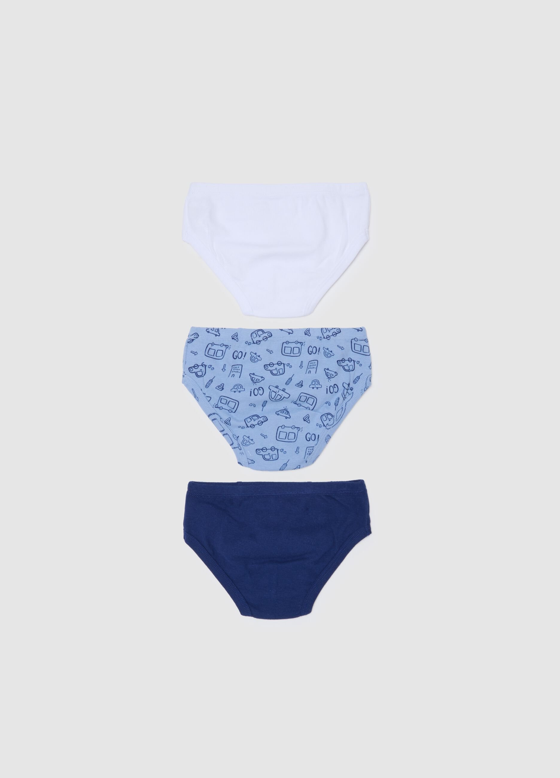 Set of three multicolour children's cotton pants, regular fit