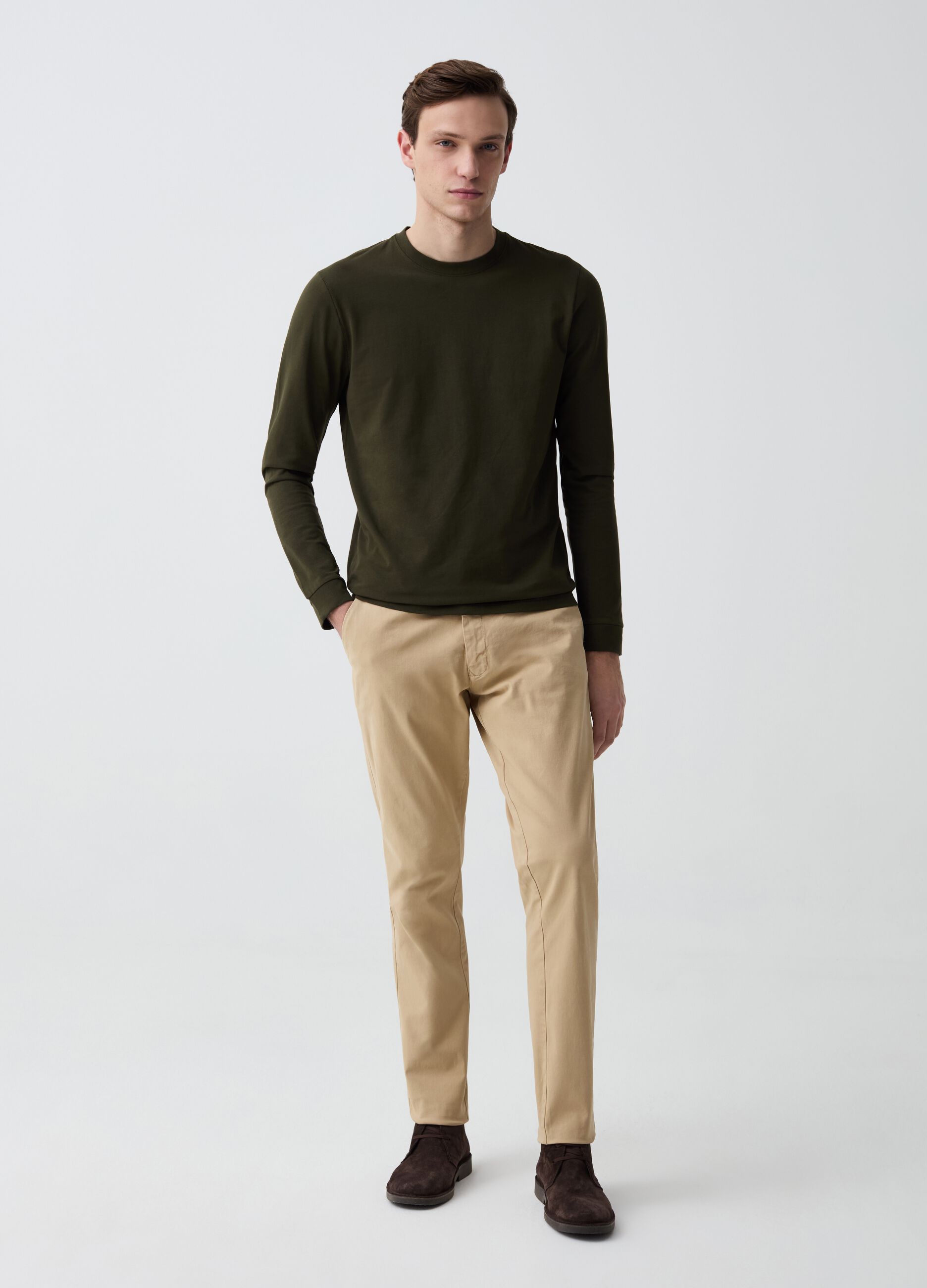 Slim-fit chino trousers in stretch cotton