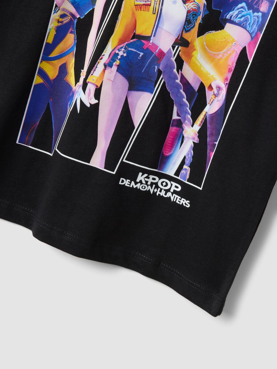 Girls' regular fit black pure cotton T-shirt with print_3