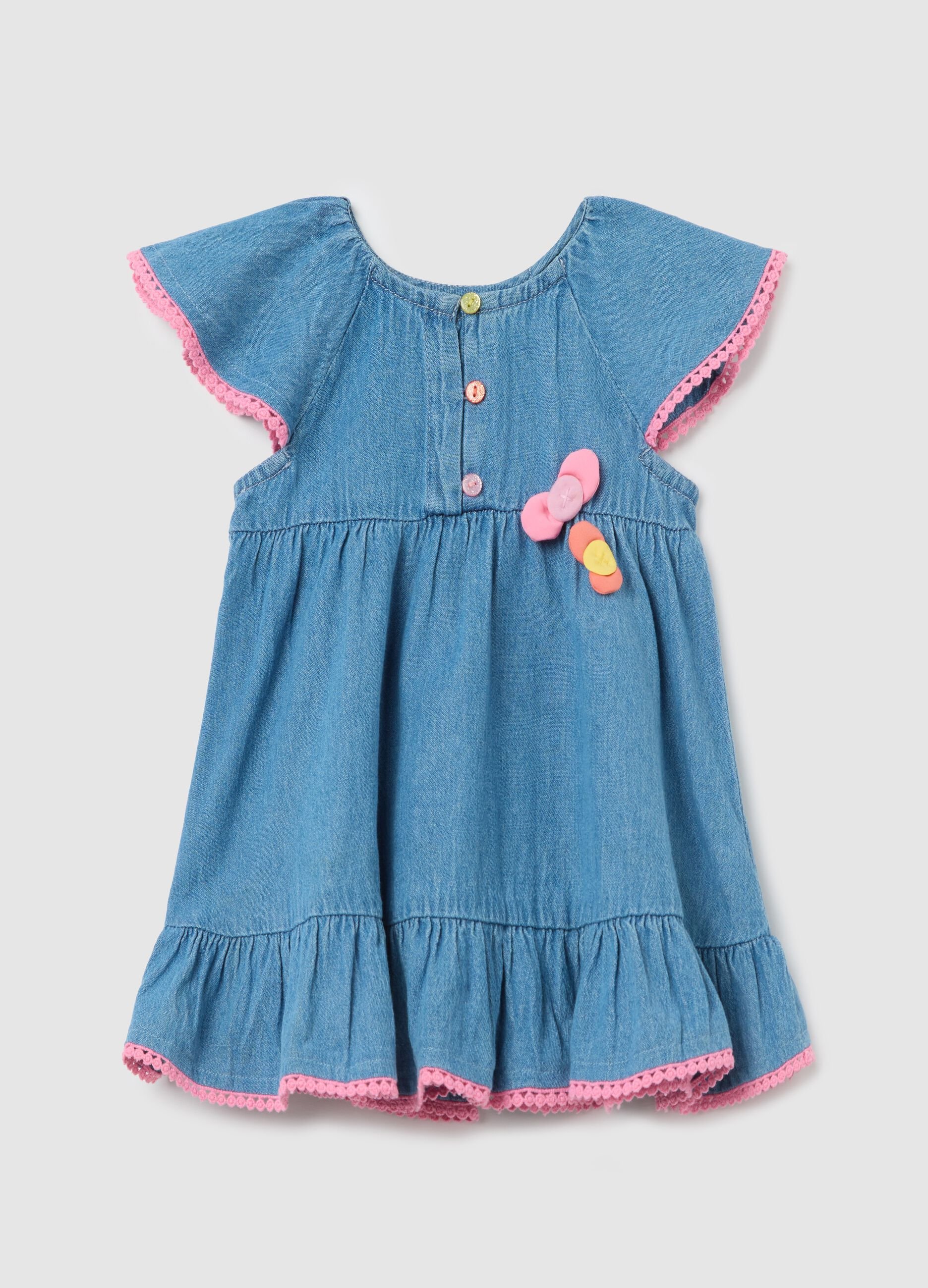 Denim dress with bows