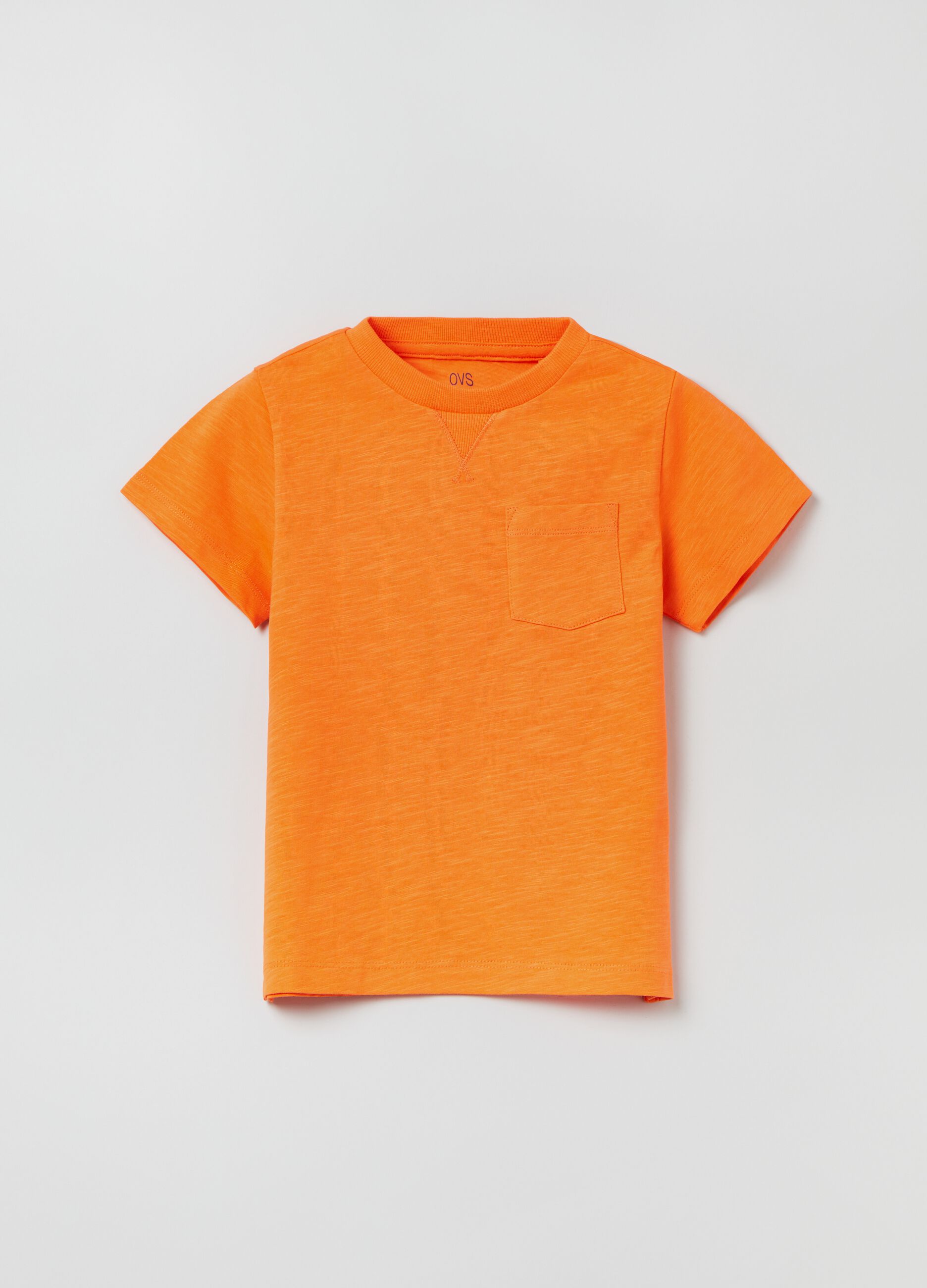 Slub cotton T-shirt with pocket