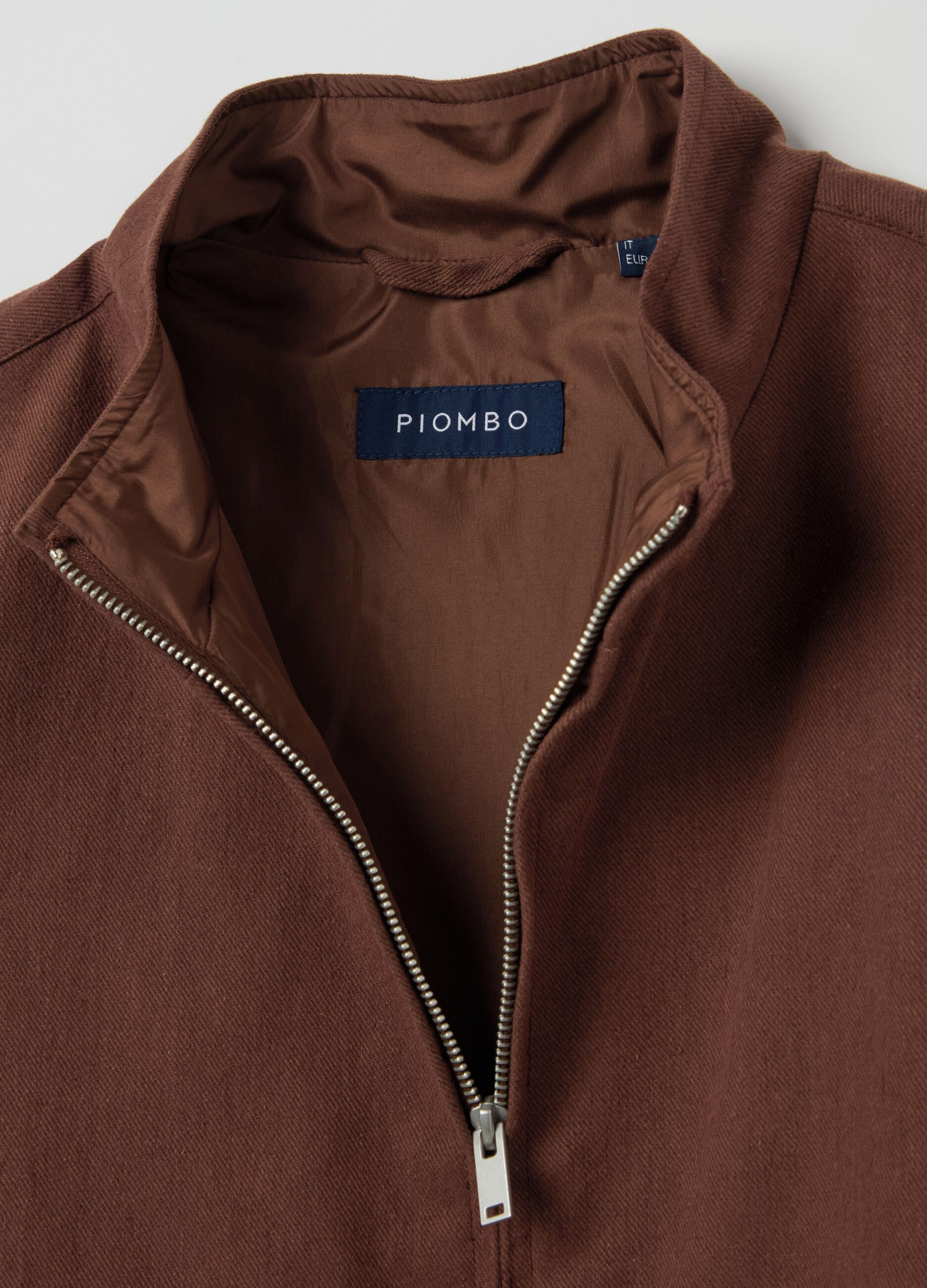 Full-zip bomber jacket in cotton and linen