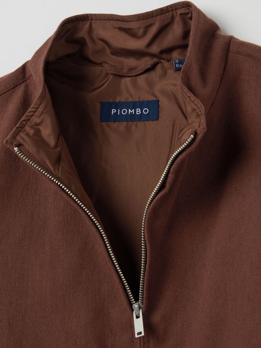 Full-zip bomber jacket in cotton and linen_5
