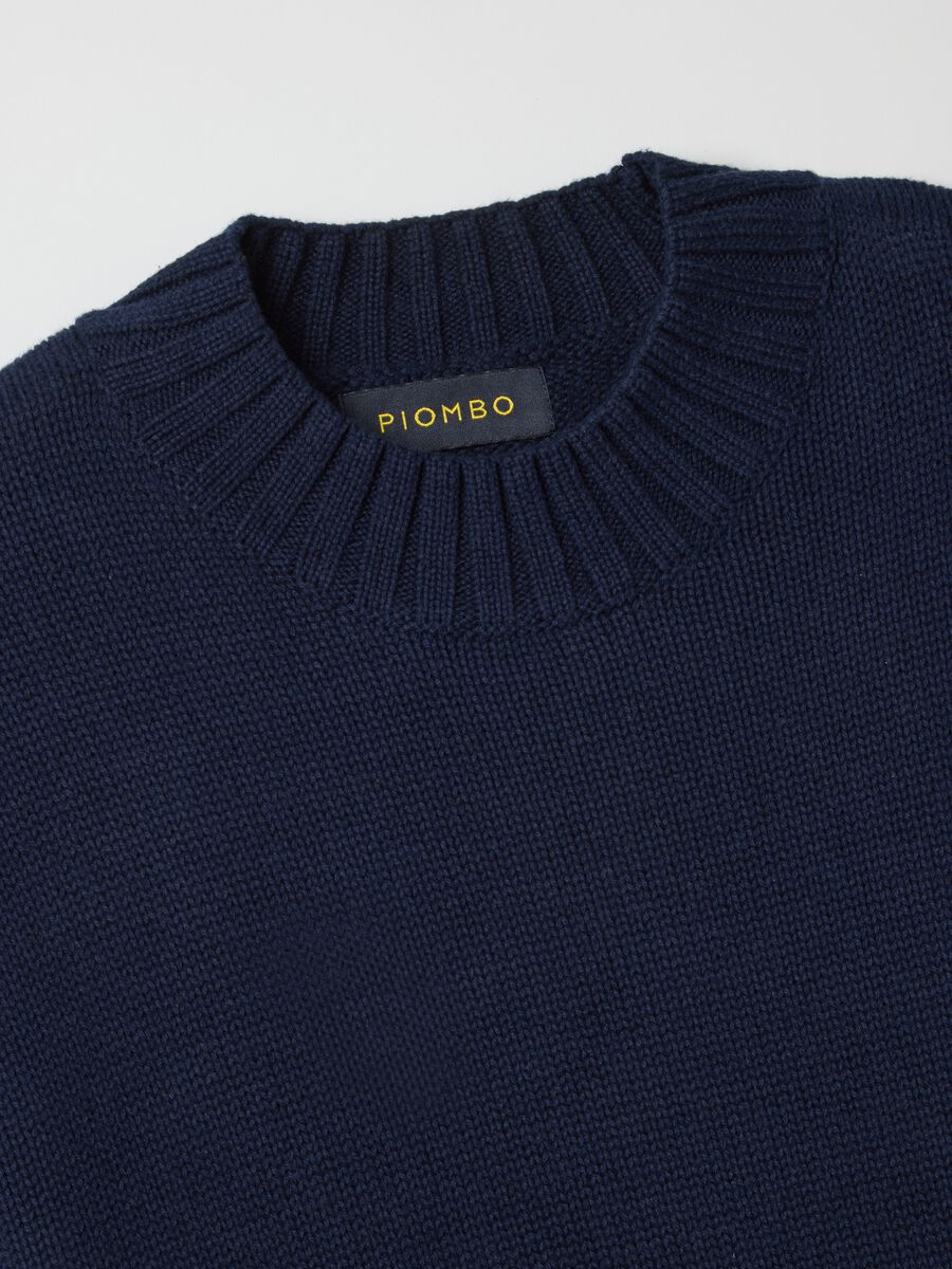 Pure cotton regular fit blue crew neck jumper_1