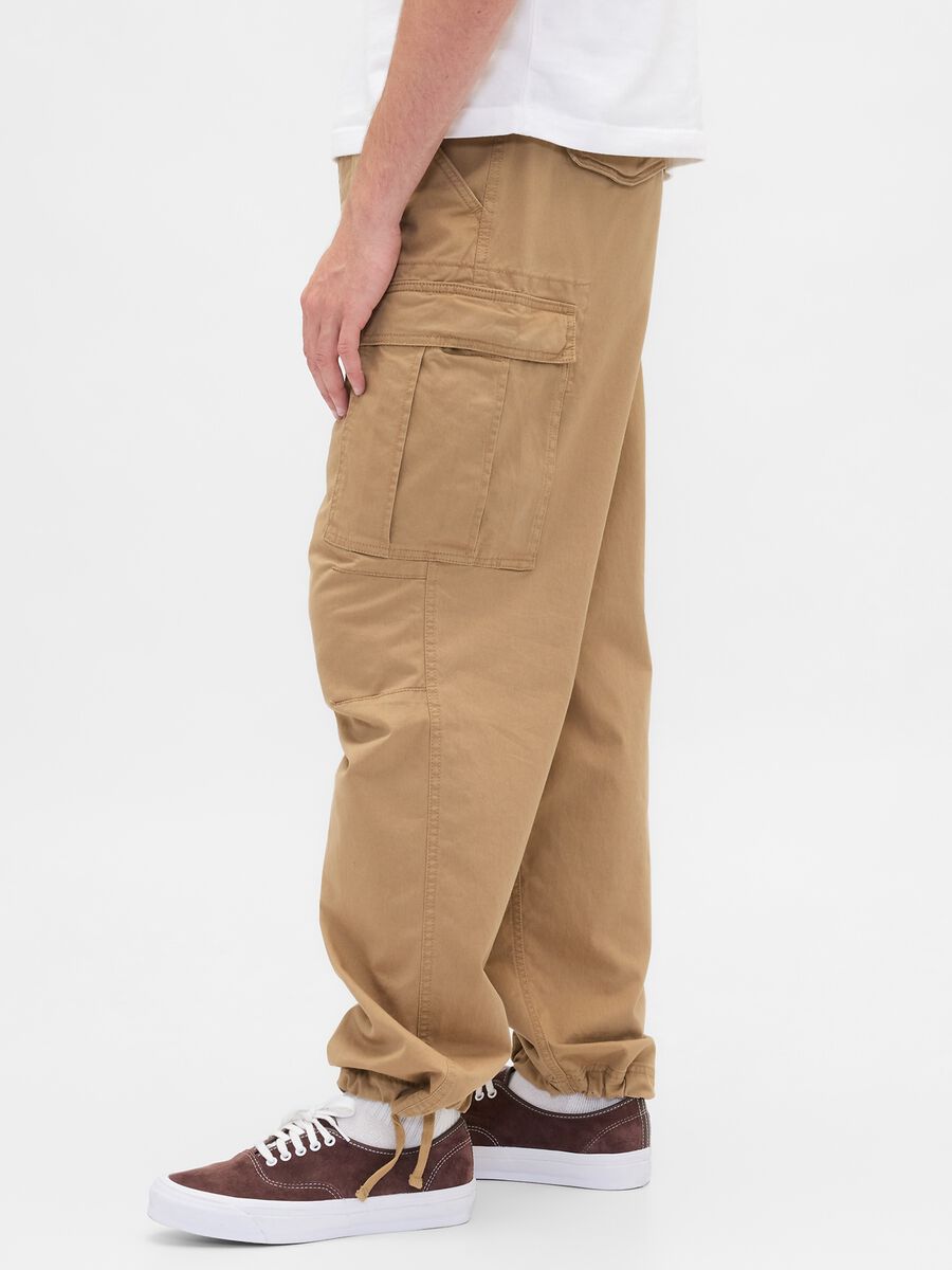 Beige Stretch Cargo Trousers_3