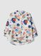 White stretch cotton floral shirt_0