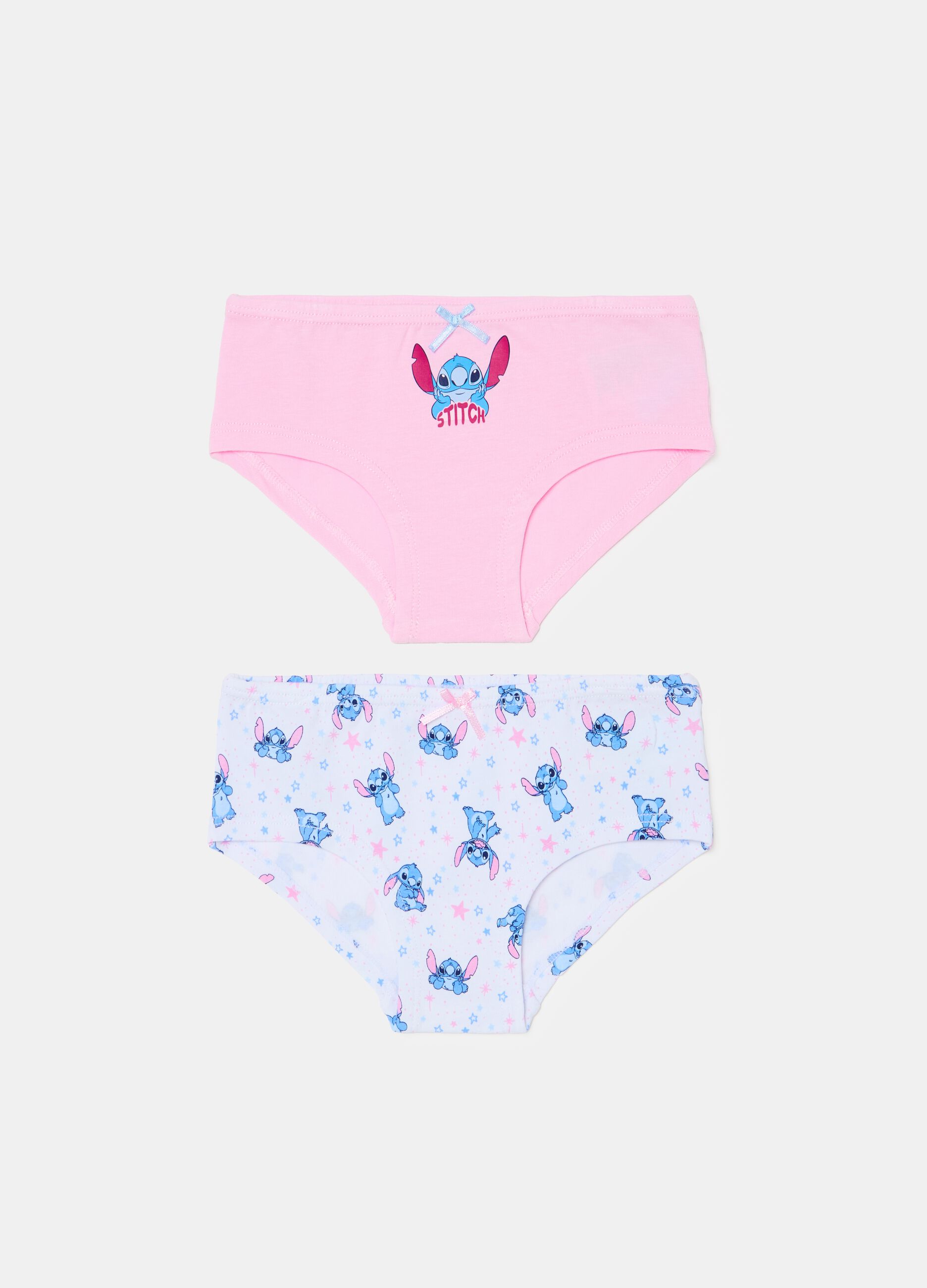 Two-pack organic cotton French knickers with Stitch print