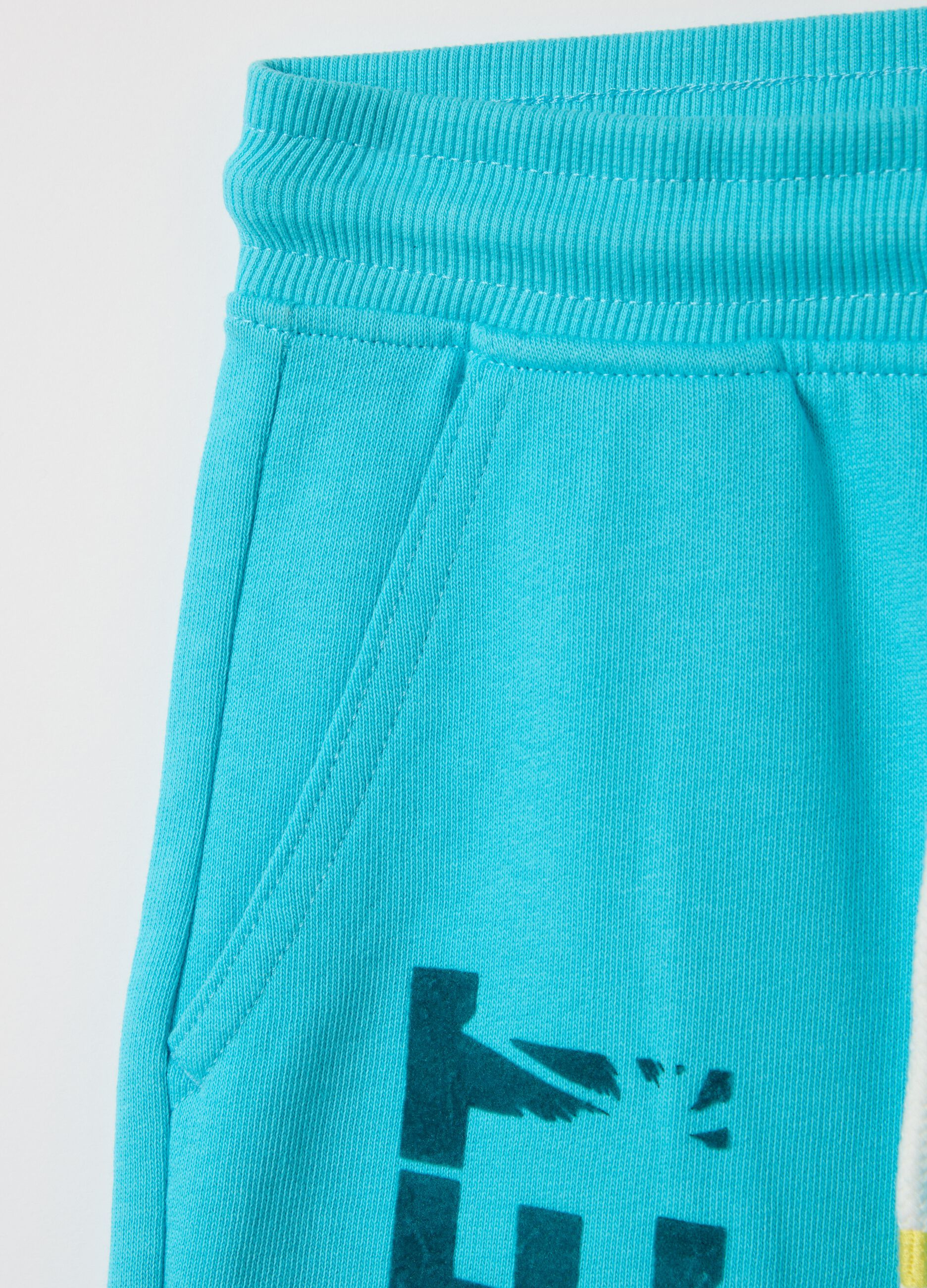 Short turquoise trousers in cotton