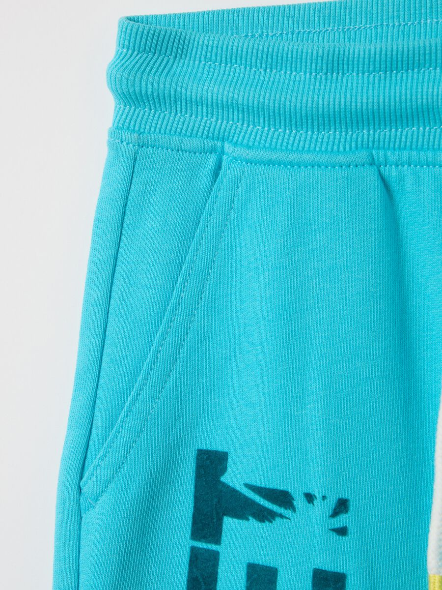 Short turquoise trousers in cotton_3