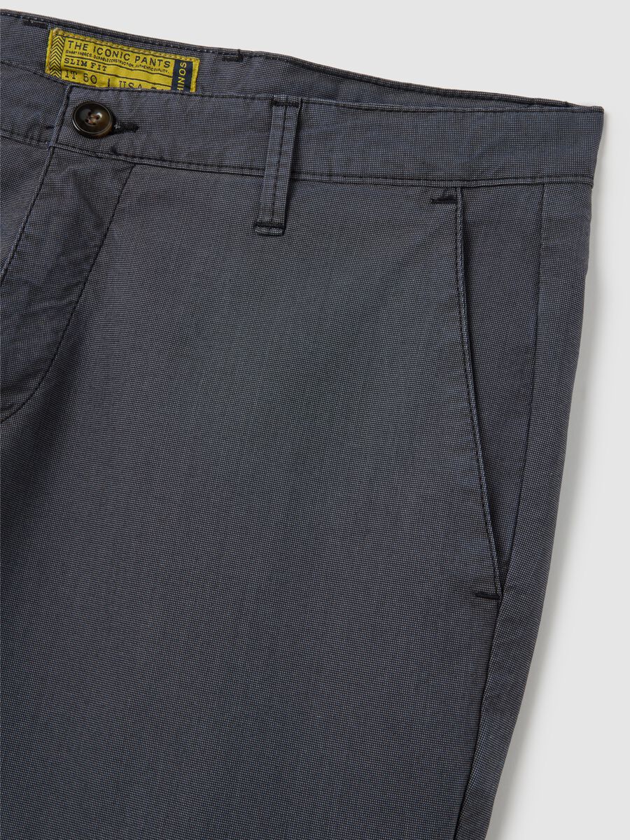 Men's blue slim fit stretch cotton trousers_5