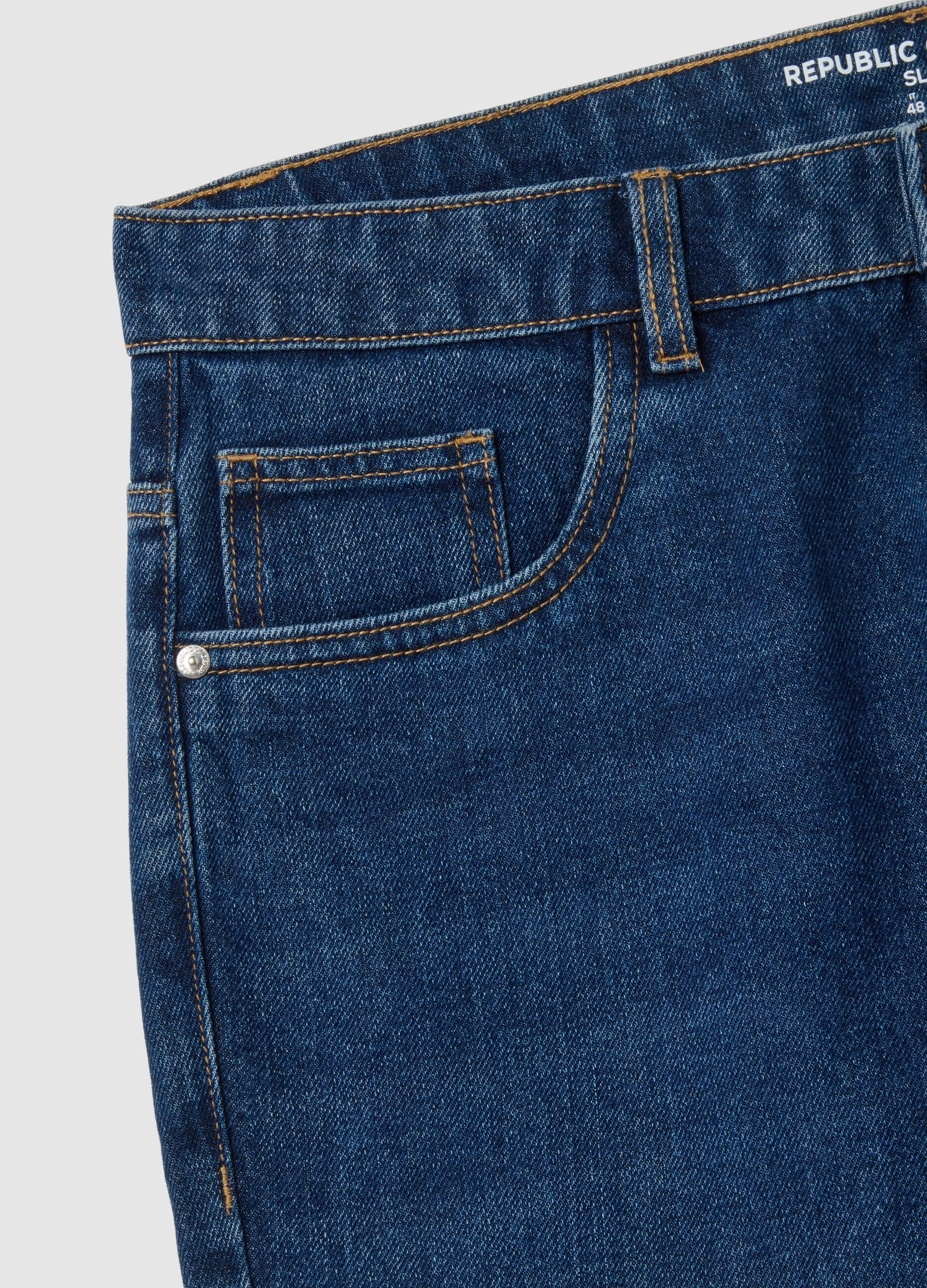 Jeans denim blu in misto cotone slim fit