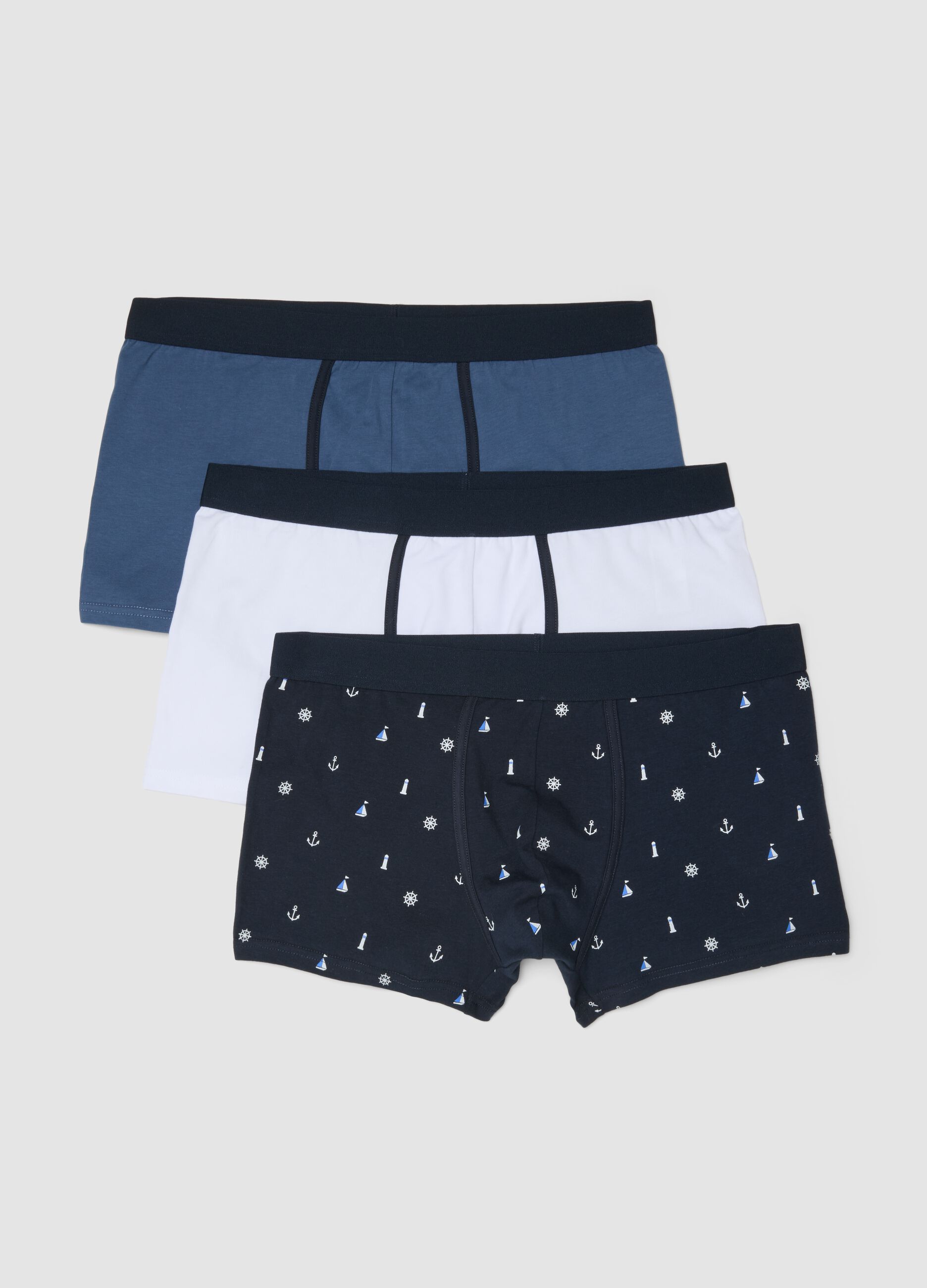 Tripack boxer in cotone elasticizzato multicolor regular fit