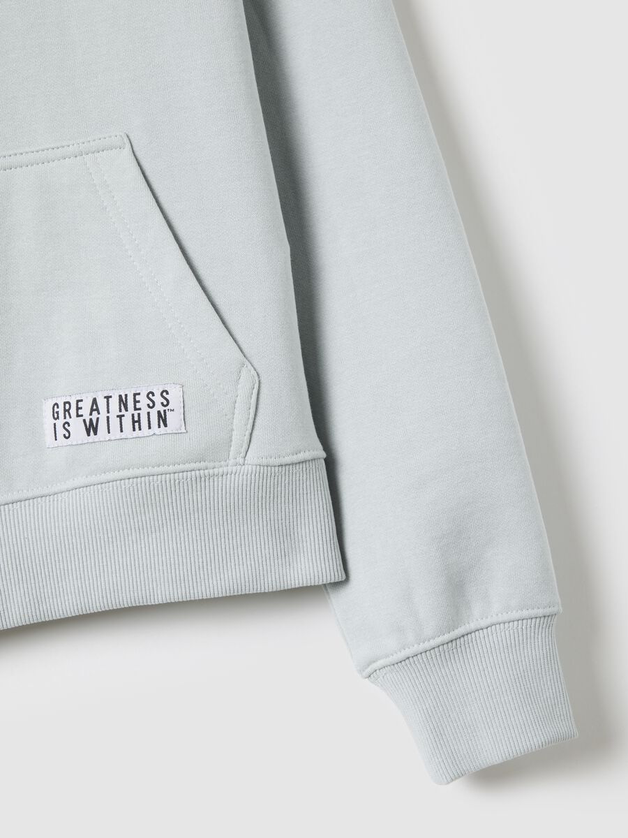 Felpa in misto cotone grigia regular fit con cappuccio_5