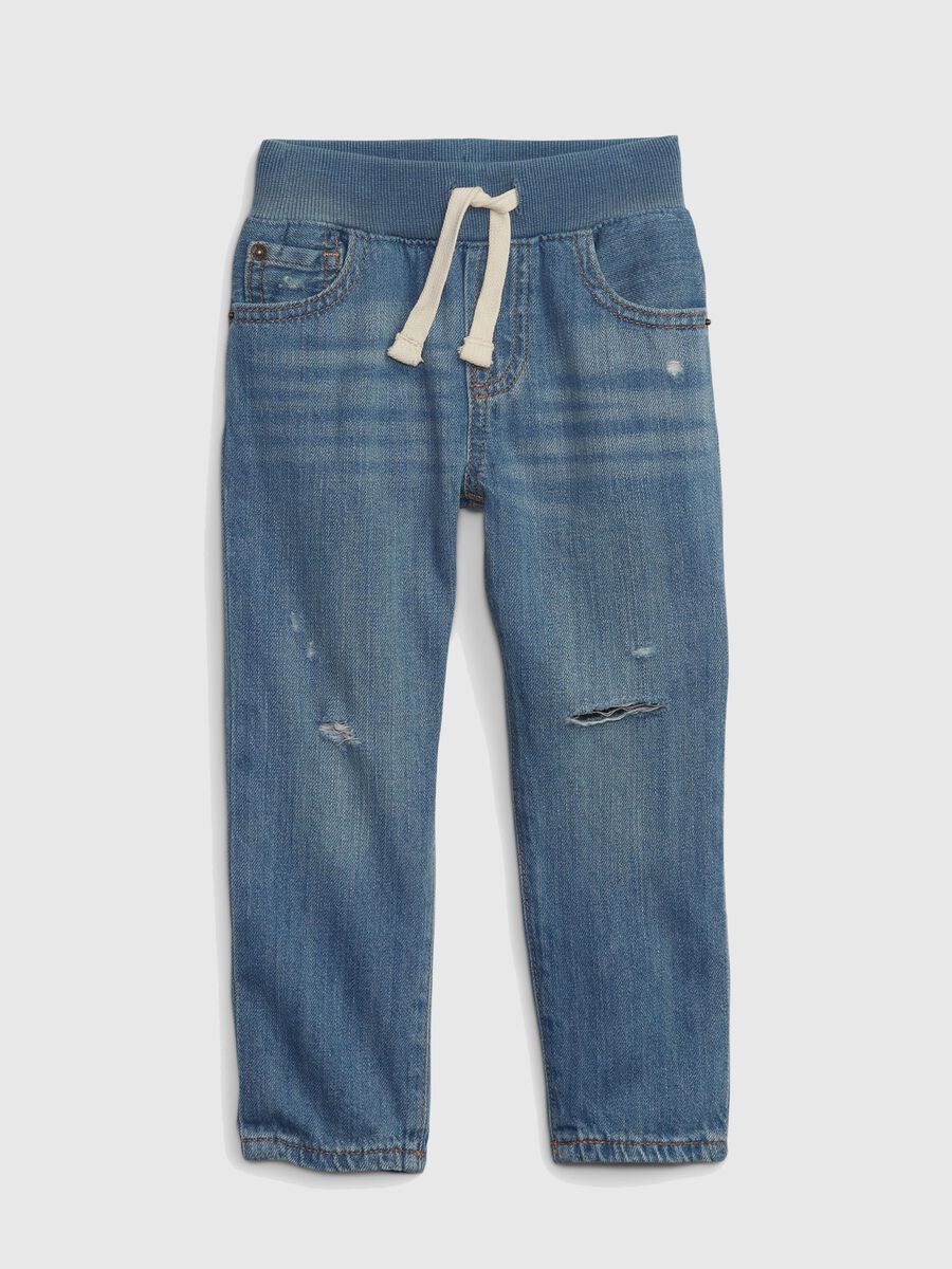 Denim joggers with abrasions_0