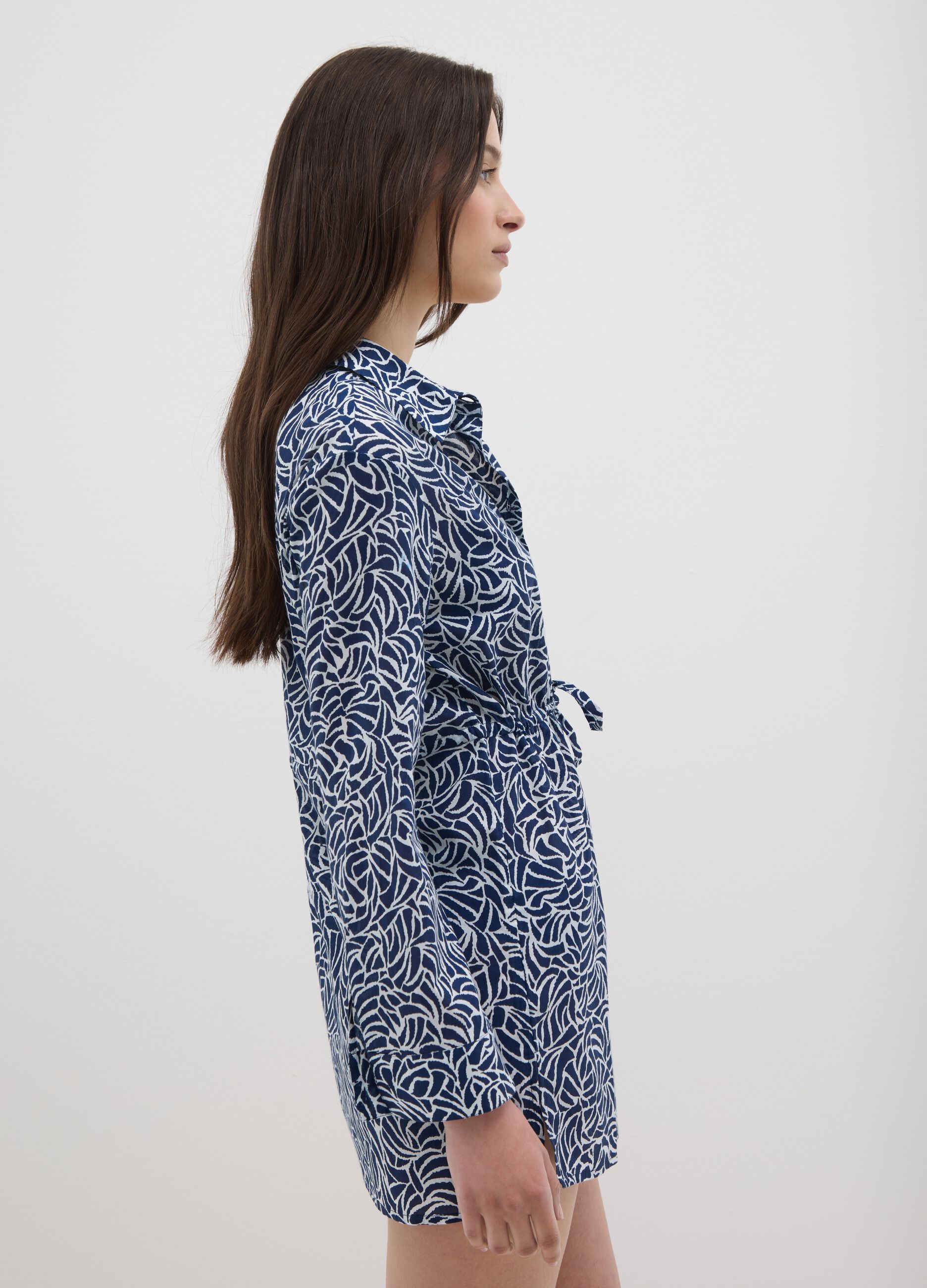 Women's multicolour shirt dress in pure cotton