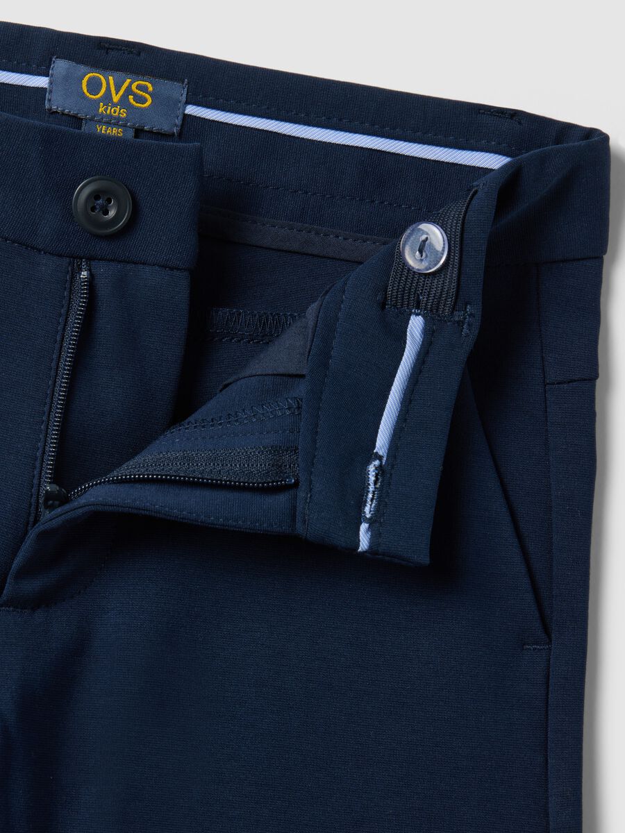 Blue stretch cotton chino trousers for kids regular fit_3