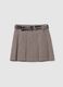 Beige stretch fabric skirt regular fit_5