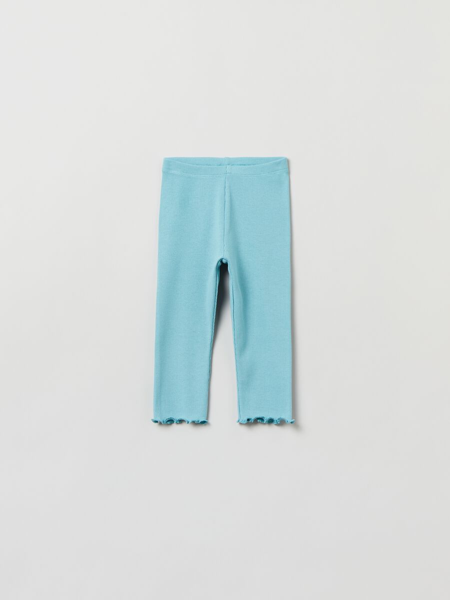Leggings a costine con orlo ondulato_0