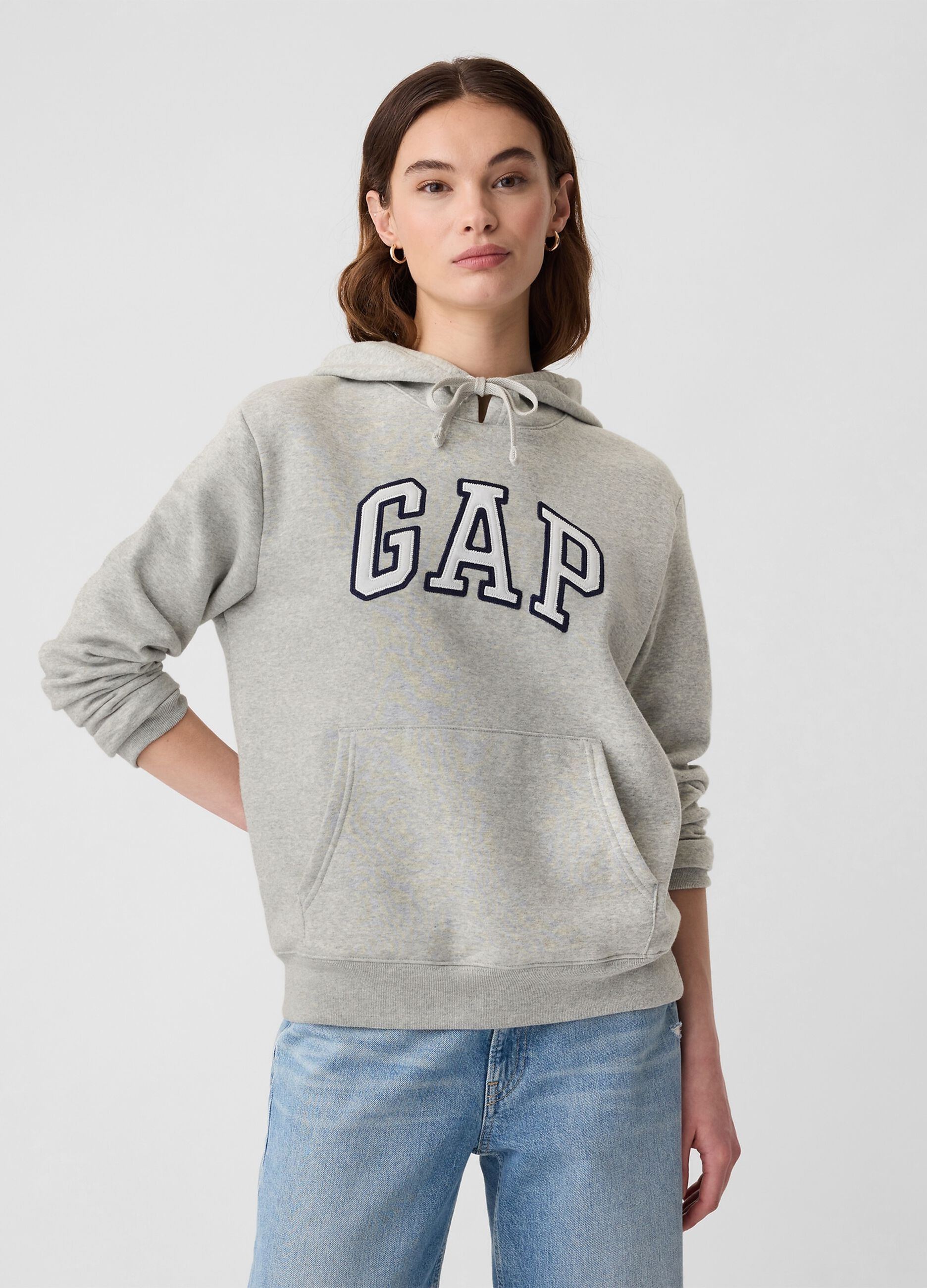 Sweatshirt with hood and logo embroidery