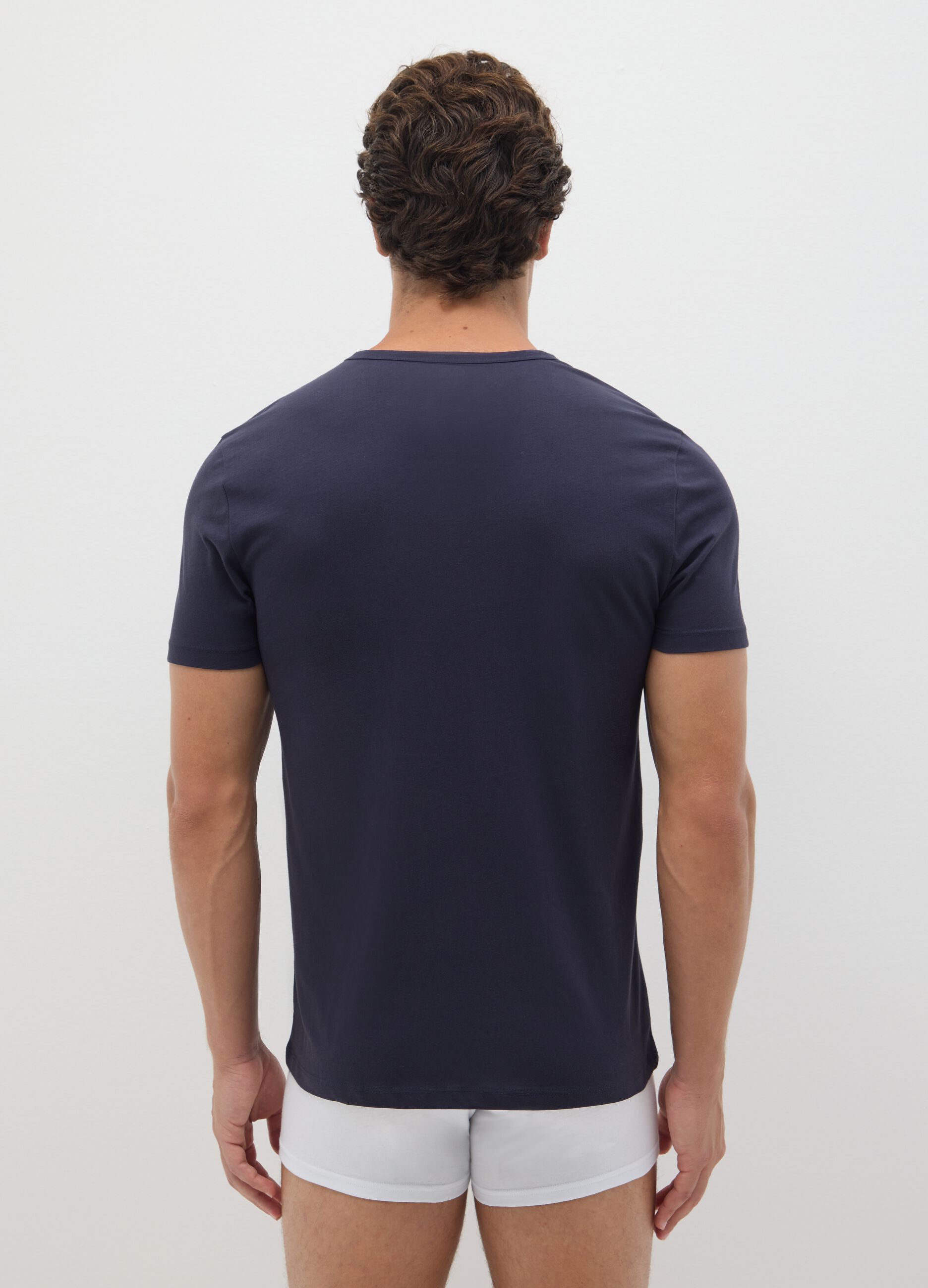 Men's blue pure cotton t-shirt twin pack regular fit