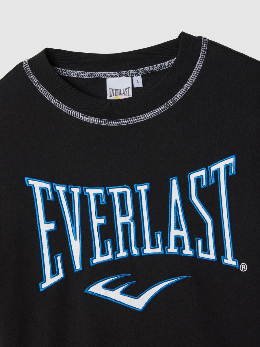 T-shirt nera a maniche corte in cotone Everlast _1