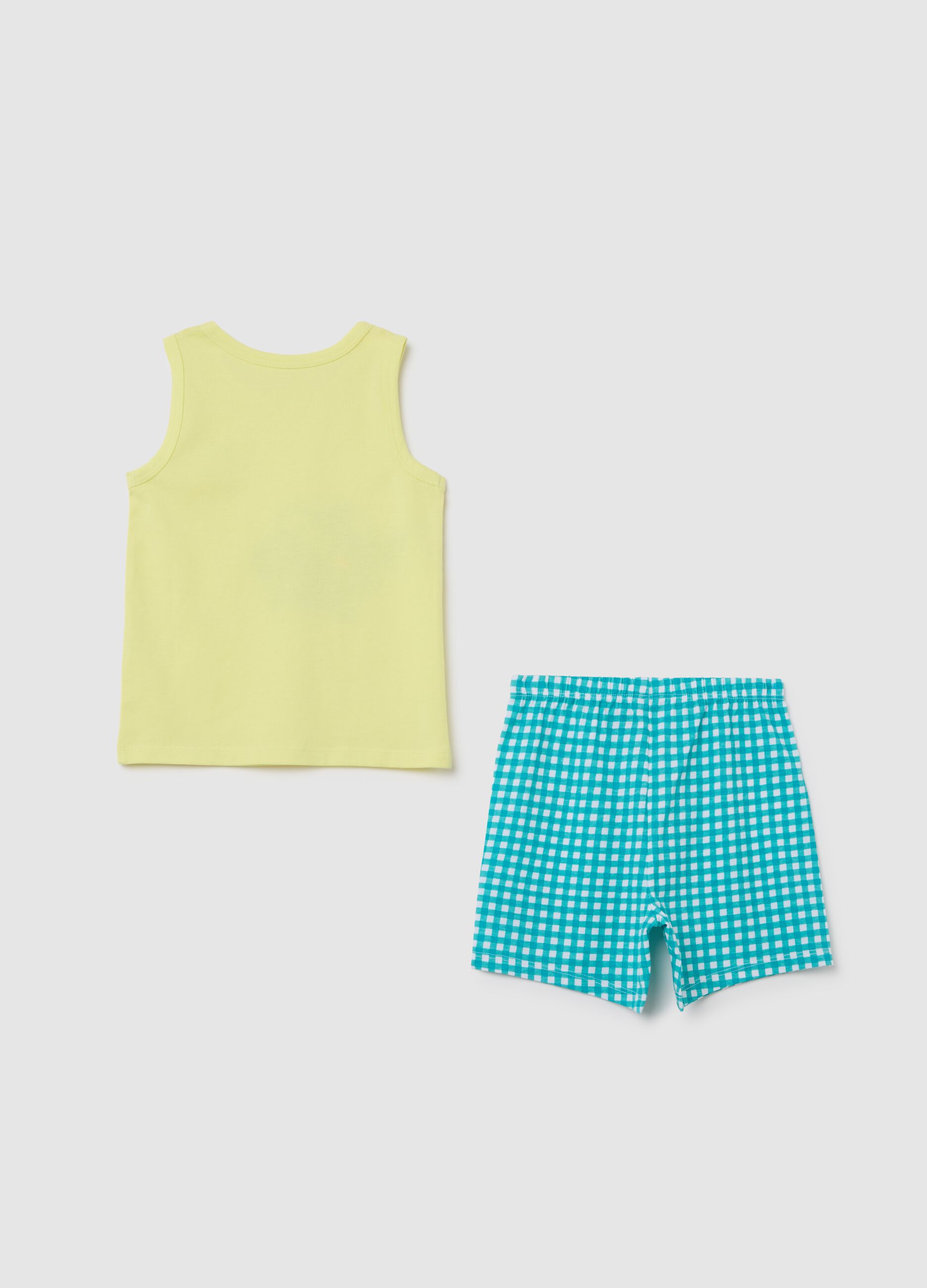 Yellow Short Pyjama with Shark Print