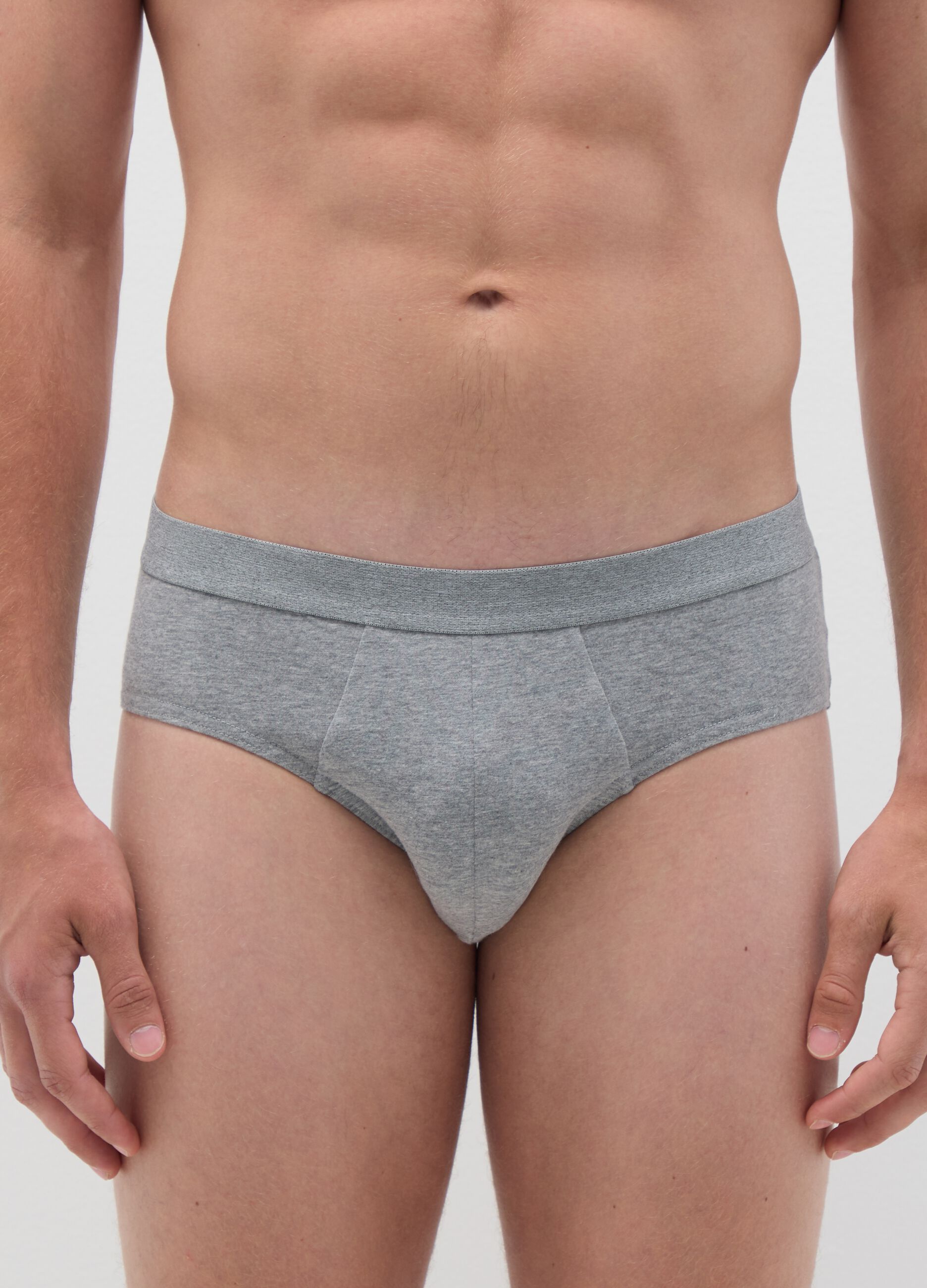 Grey Cotton Regular Fit Triple Pack Briefs Set
