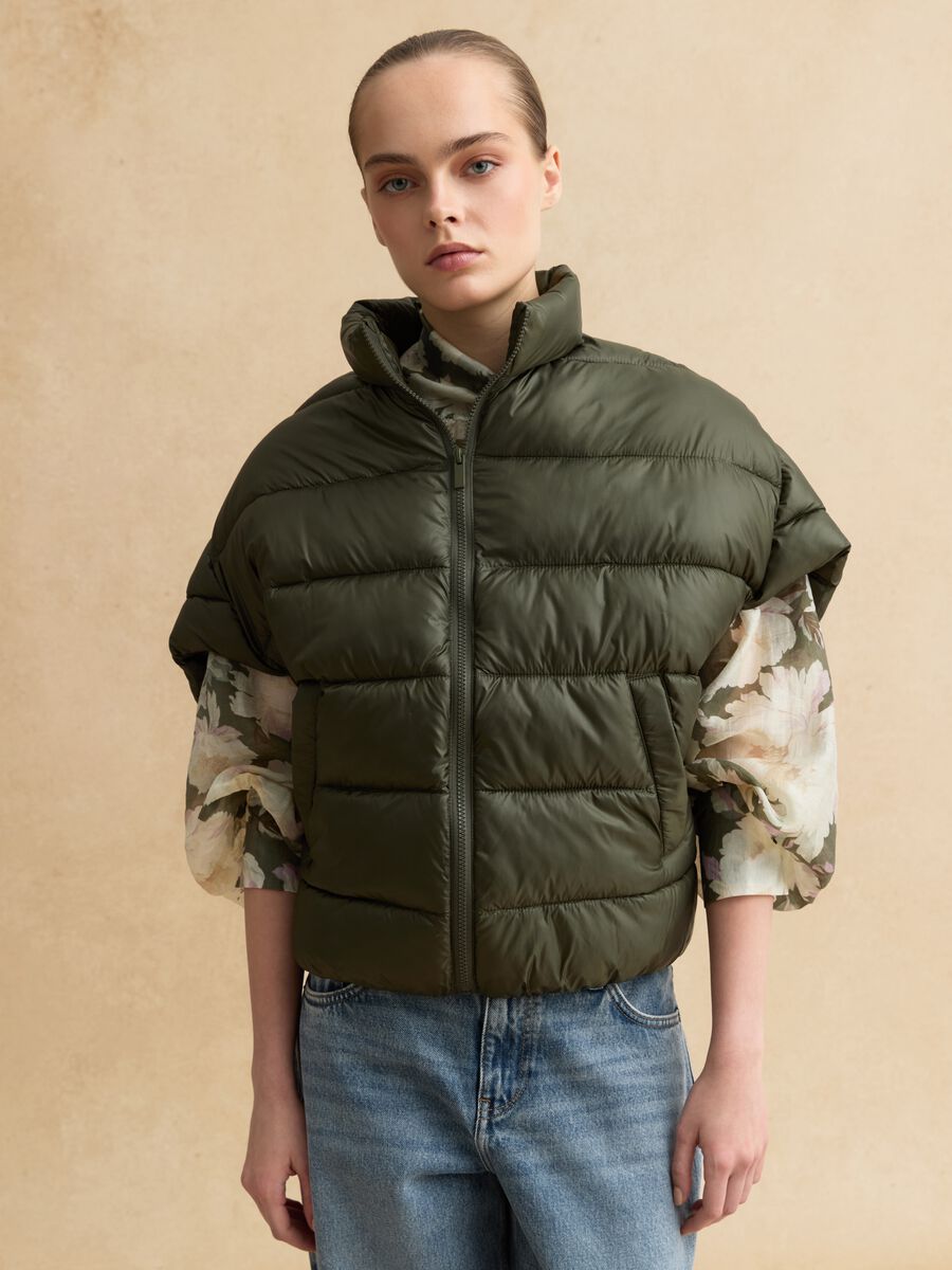 Green padded jacket regular fit_1