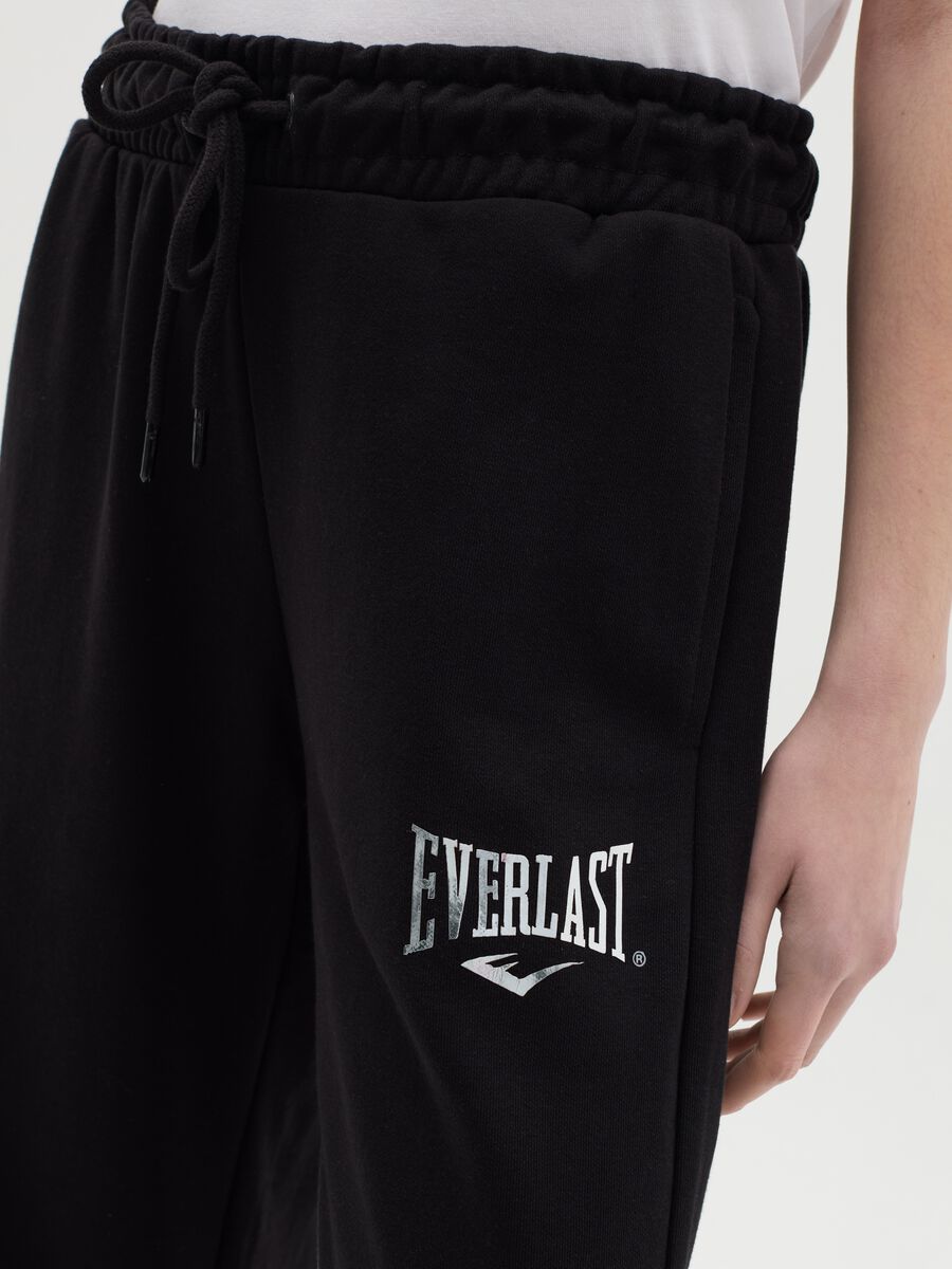 Black flare joggers with drawstring and logo print_2