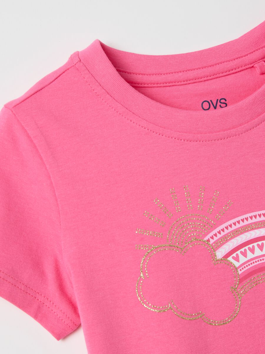 Pink T-shirt in cotton with print_2