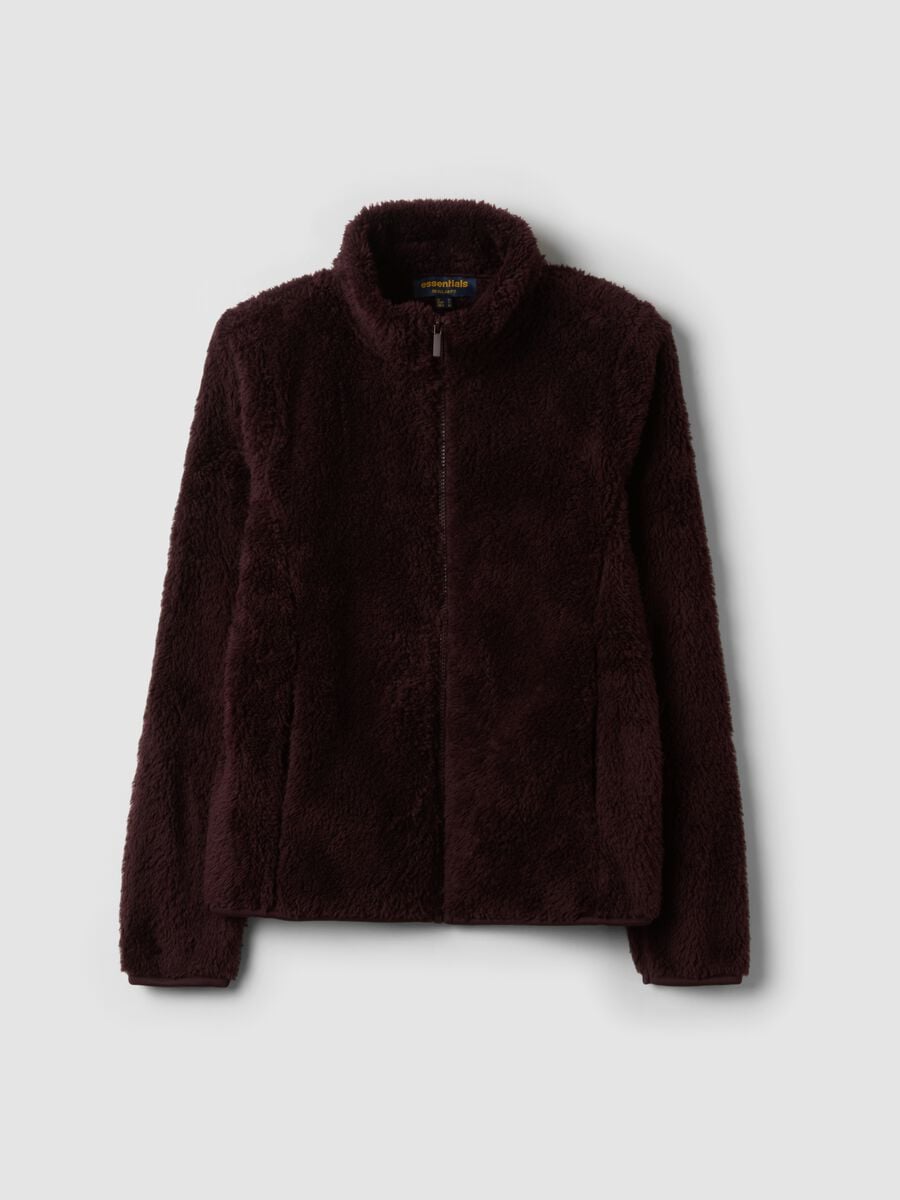 Plum purple crew-neck zip sweatshirt, regular fit_0