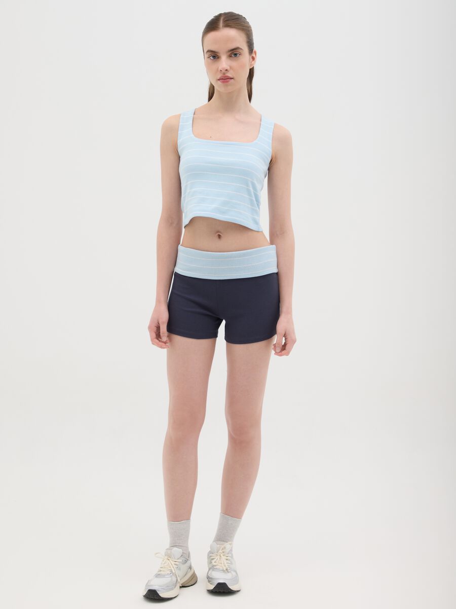 Women's fitted pure cotton azure cropped top_1