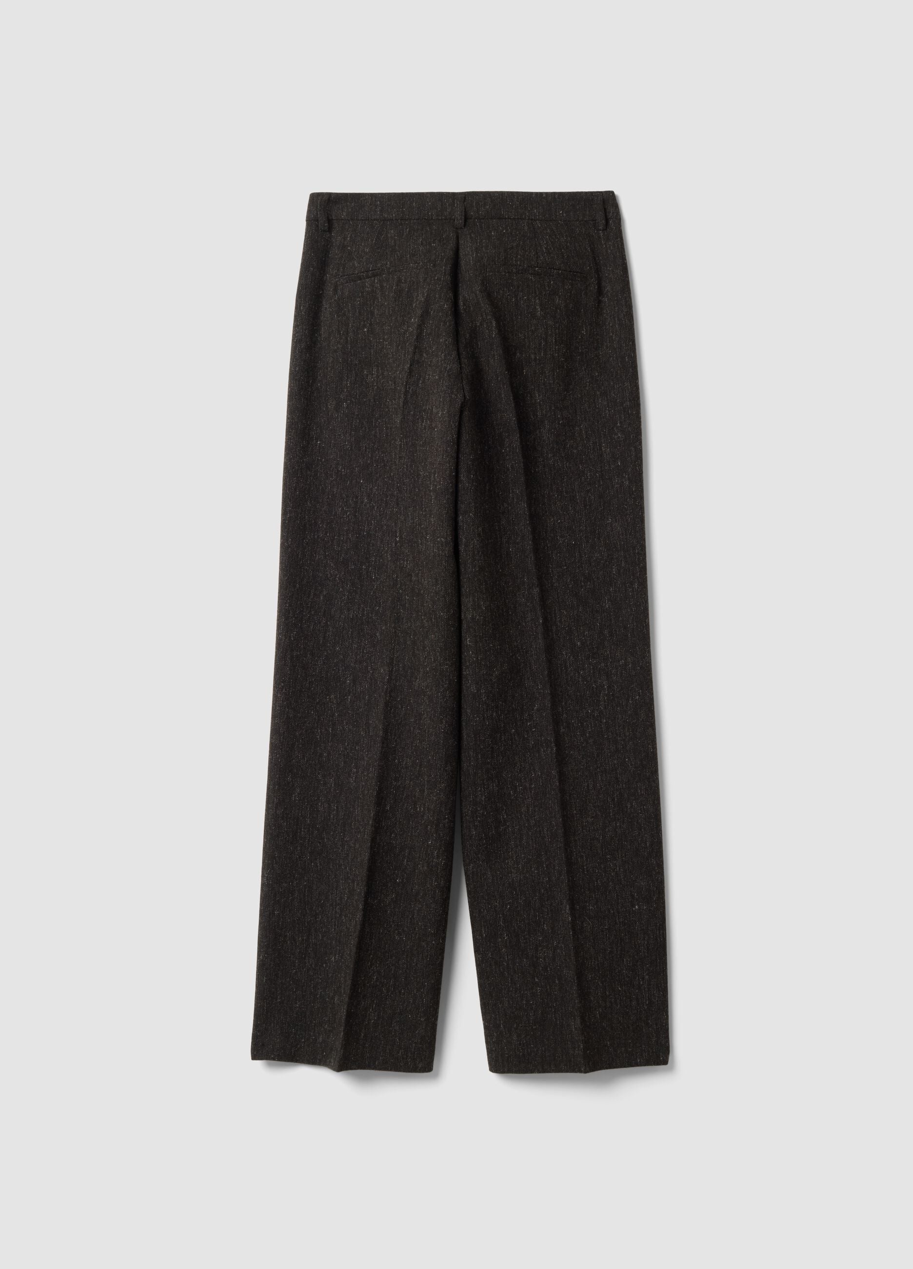 Brown wool and viscose-blend straight-leg trousers